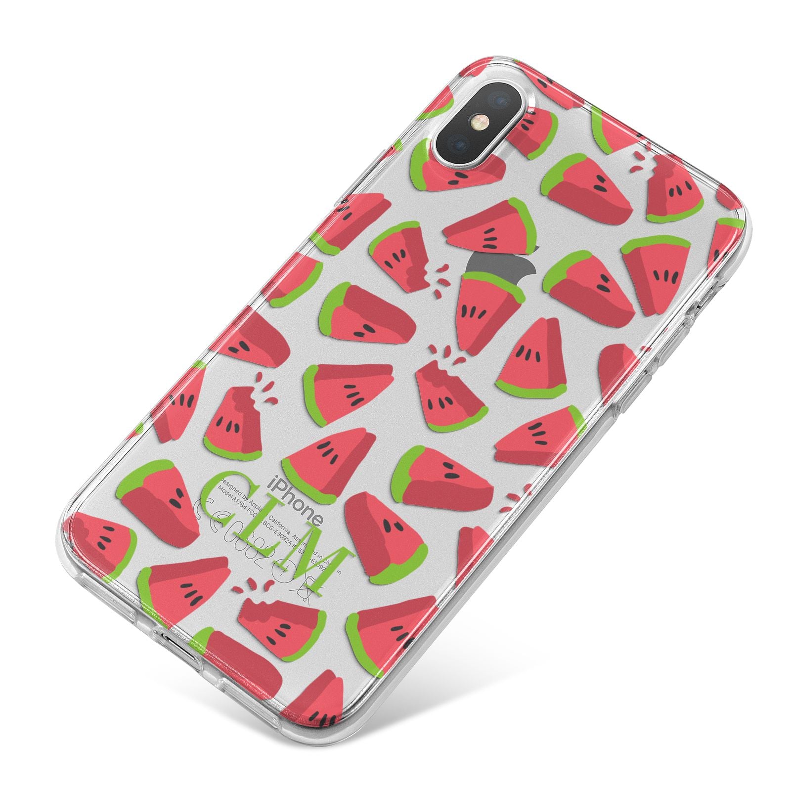 Personalised Watermelon Monogram iPhone X Bumper Case on Silver iPhone