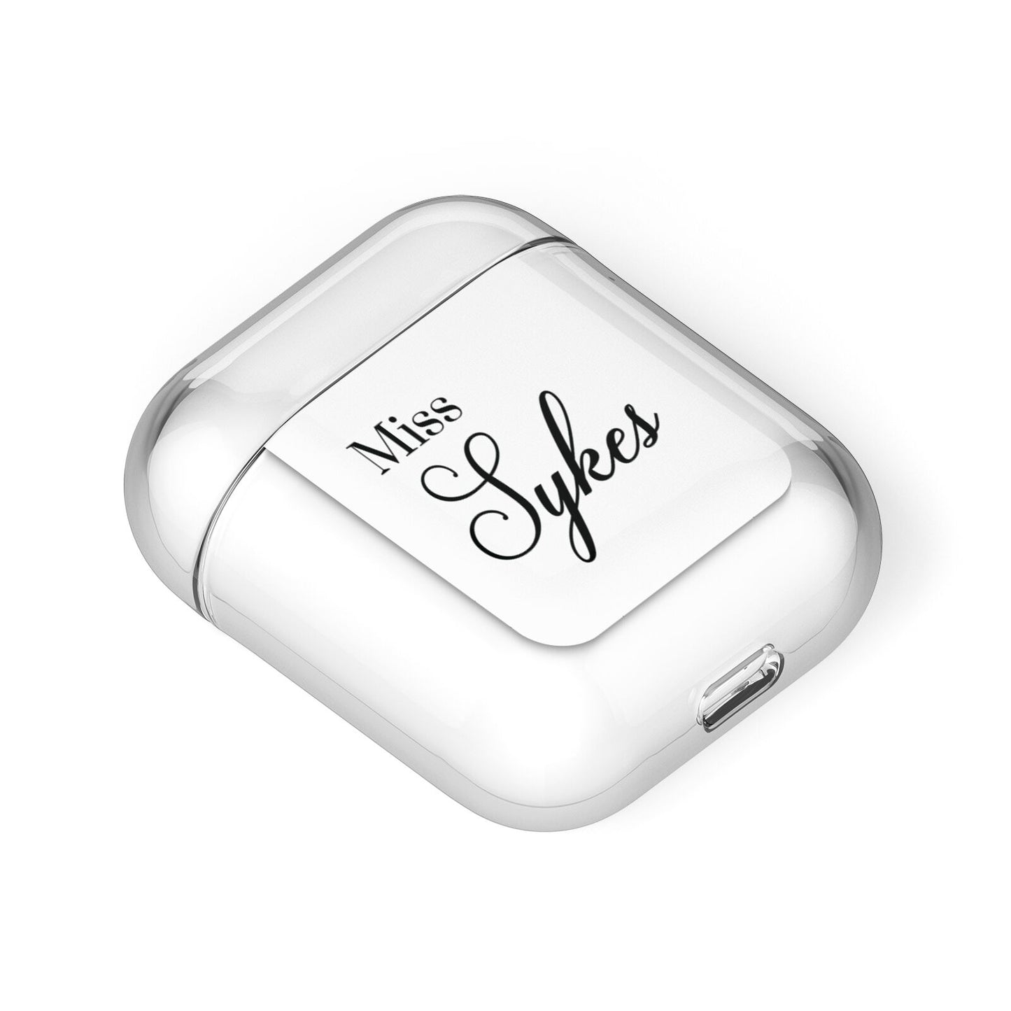 Personalised Wedding Name Miss AirPods Case Laid Flat