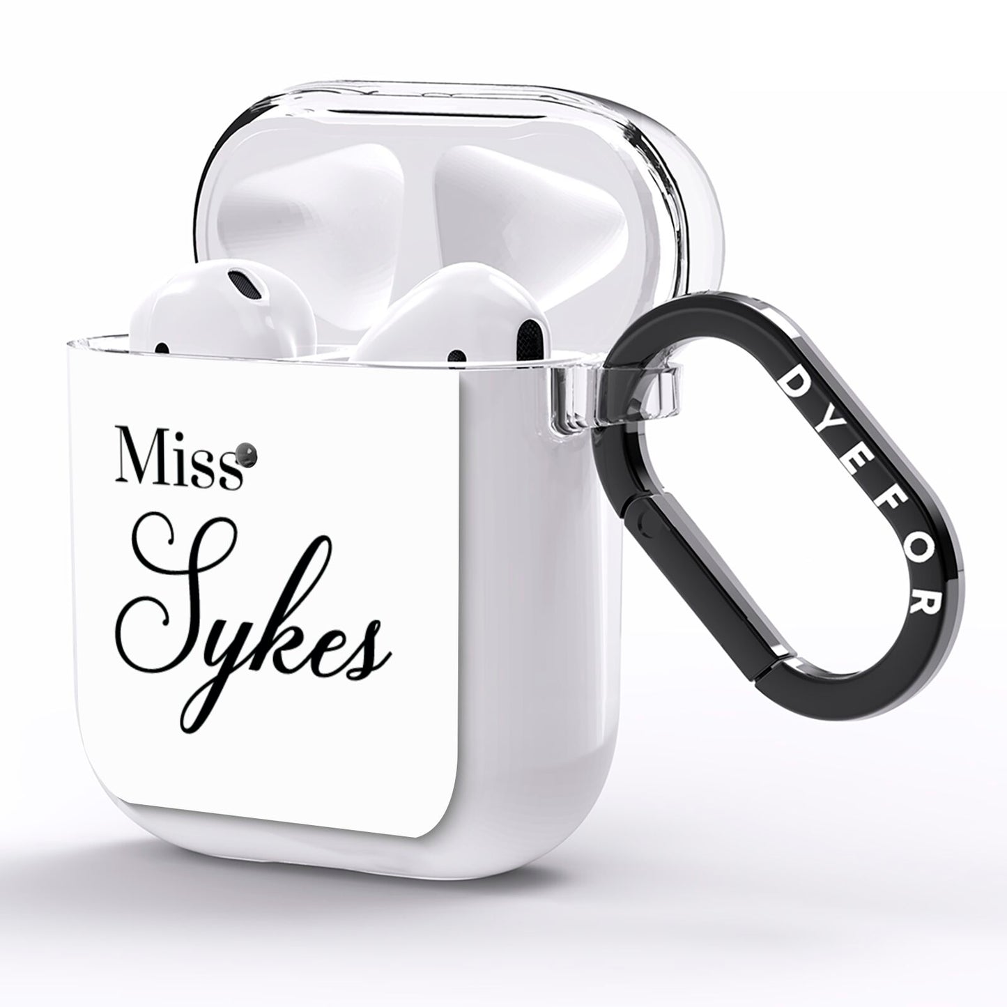 Personalised Wedding Name Miss AirPods Clear Case Side Image