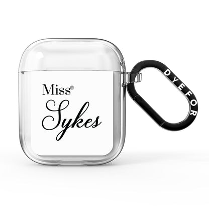 Personalised Wedding Name Miss AirPods Clear Case