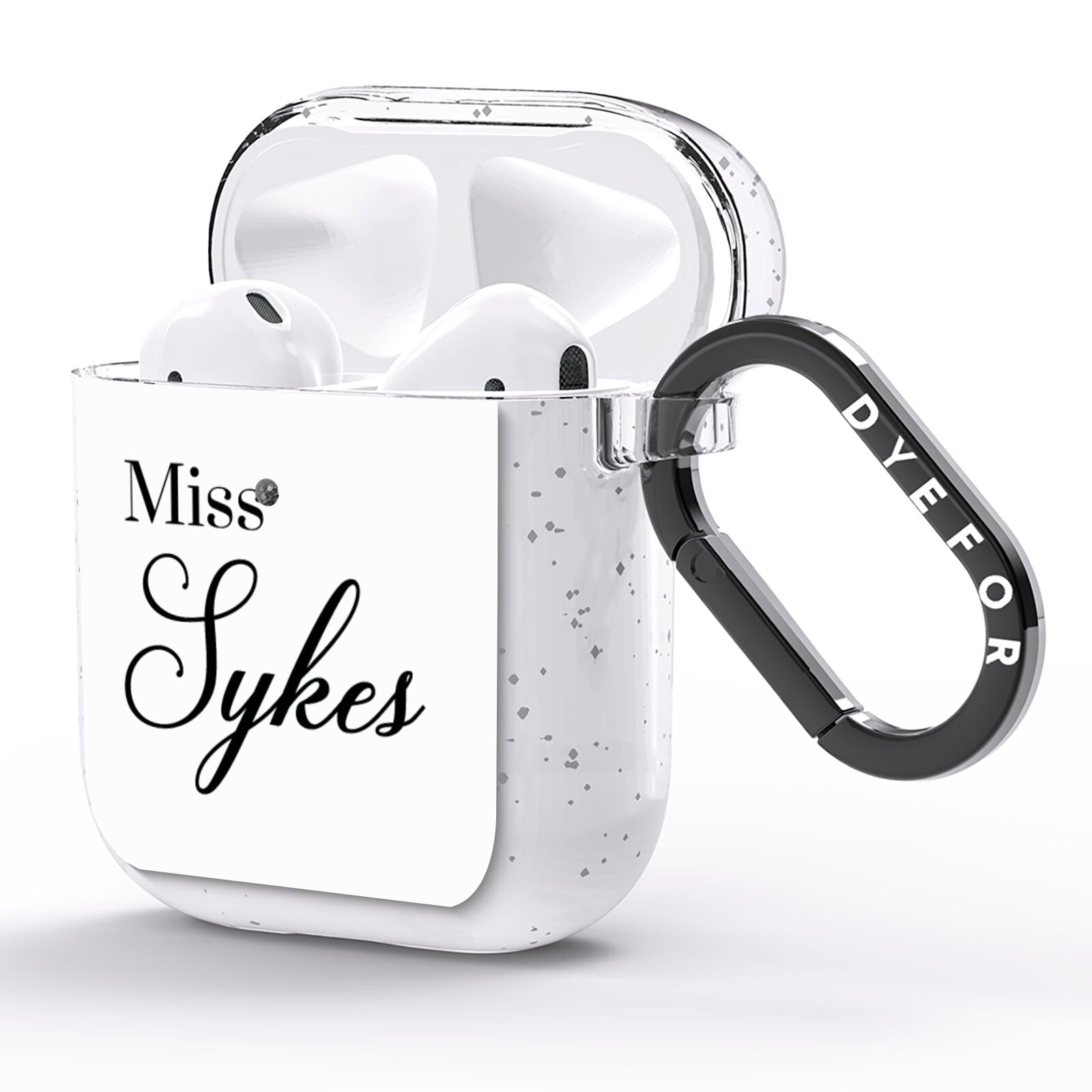 Personalised Wedding Name Miss AirPods Glitter Case Side Image
