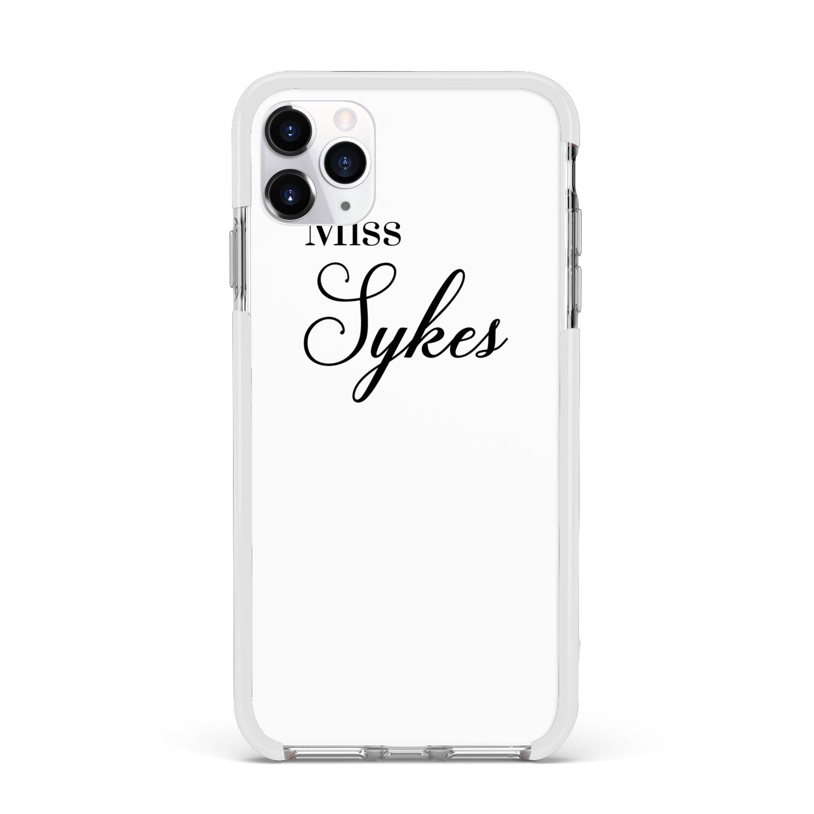 Personalised Wedding Name Miss Apple iPhone 11 Pro Max in Silver with White Impact Case