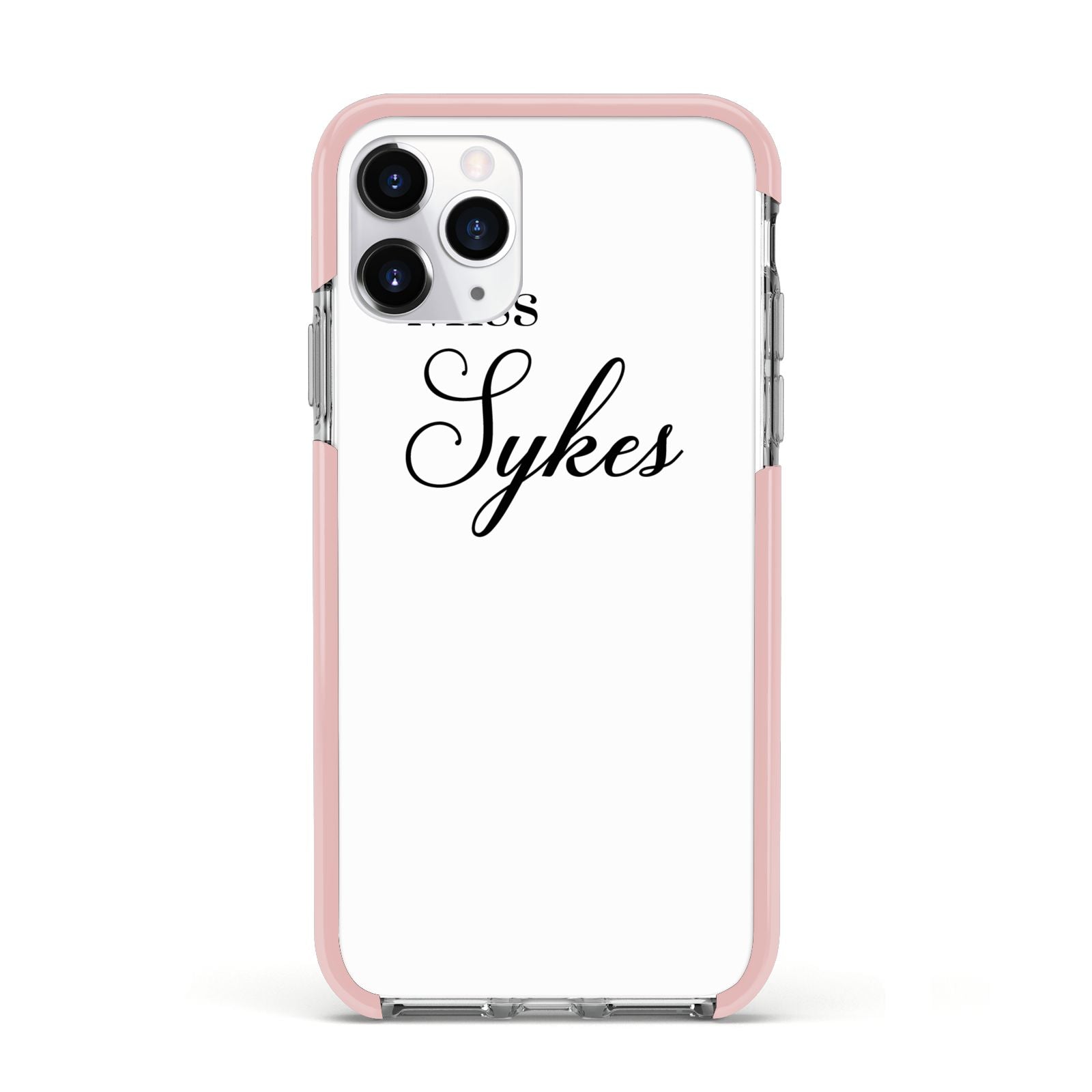 Personalised Wedding Name Miss Apple iPhone 11 Pro in Silver with Pink Impact Case