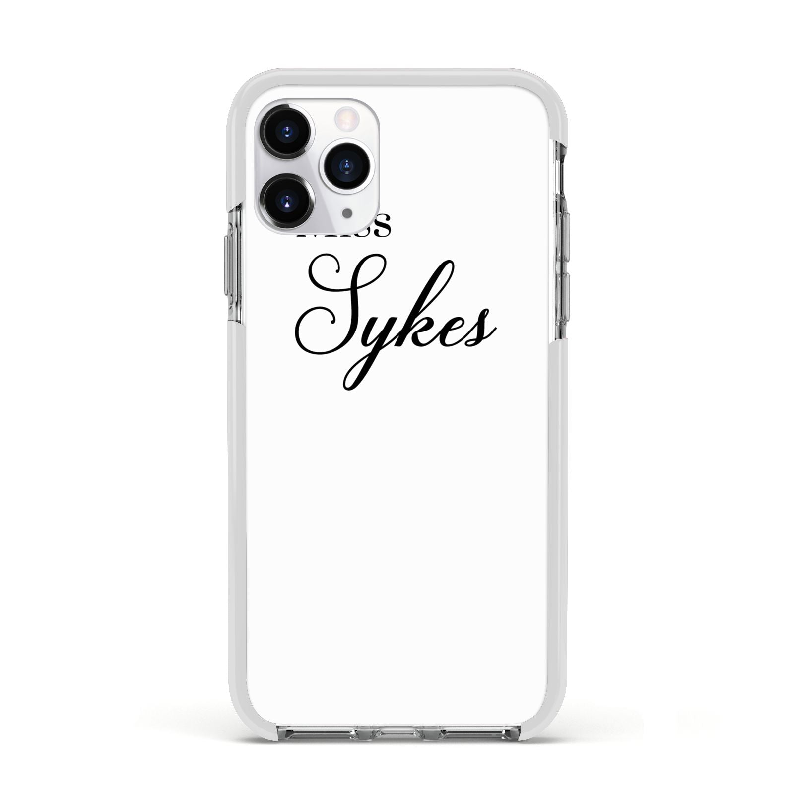Personalised Wedding Name Miss Apple iPhone 11 Pro in Silver with White Impact Case