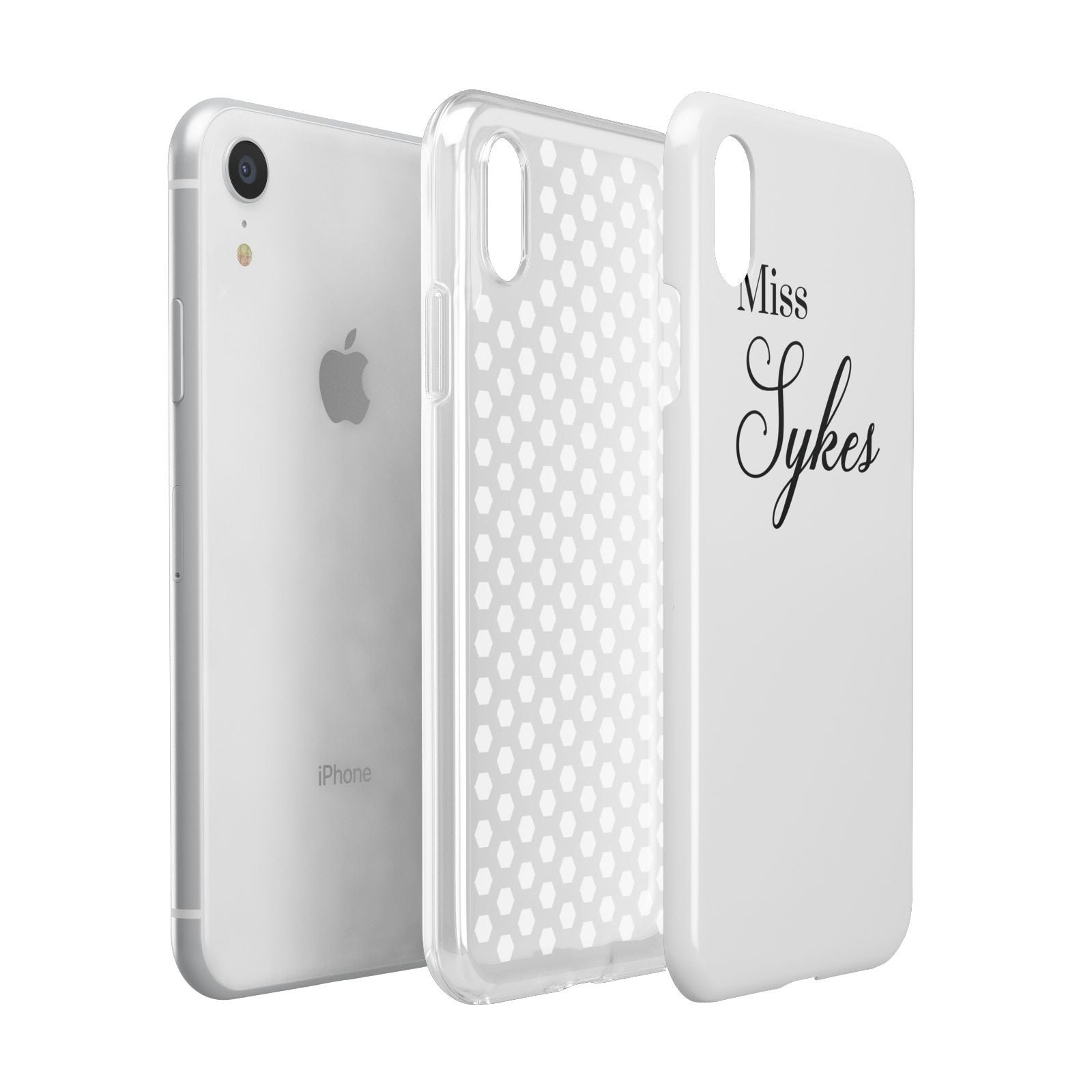 Personalised Wedding Name Miss Apple iPhone XR White 3D Tough Case Expanded view