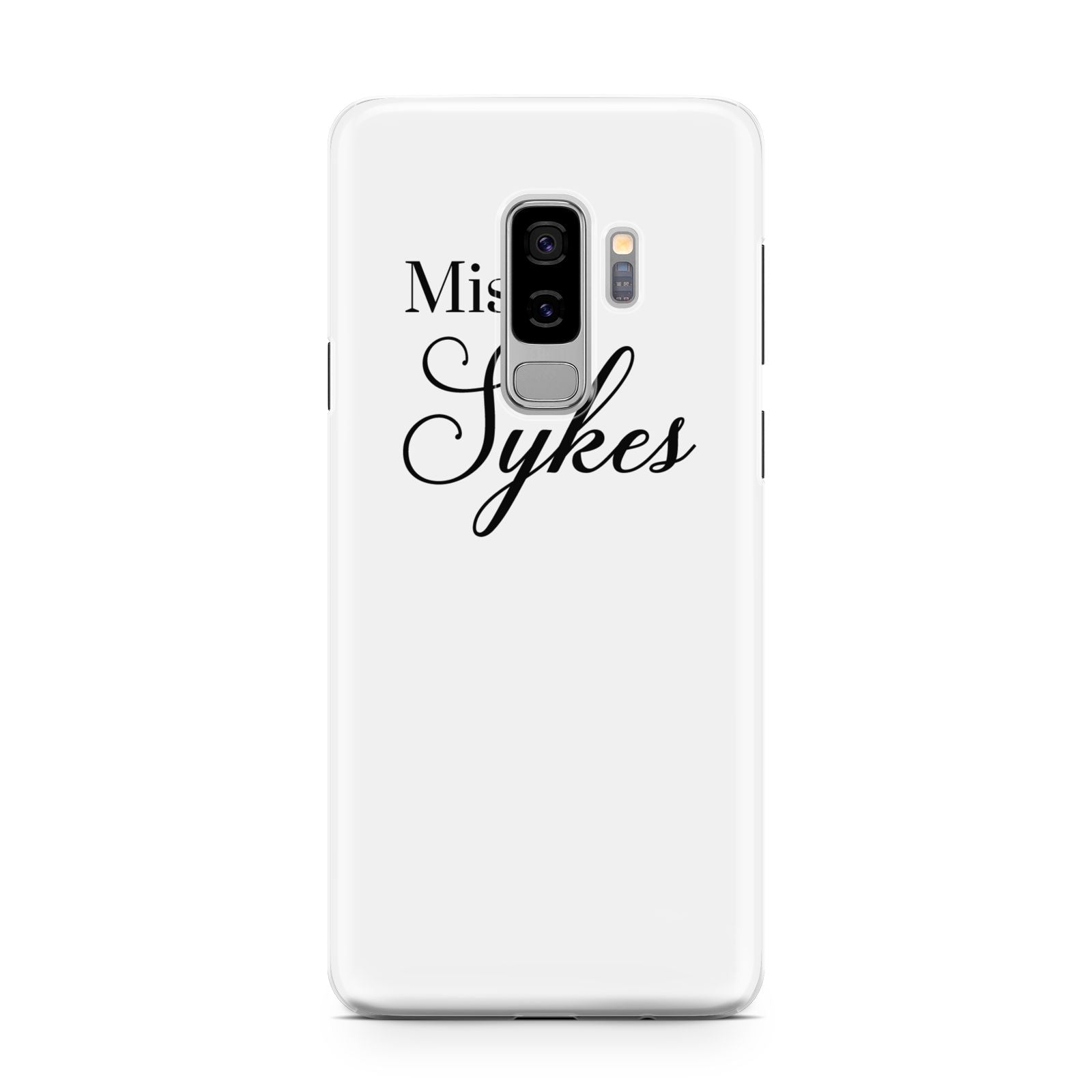 Personalised Wedding Name Miss Samsung Galaxy S9 Plus Case on Silver phone