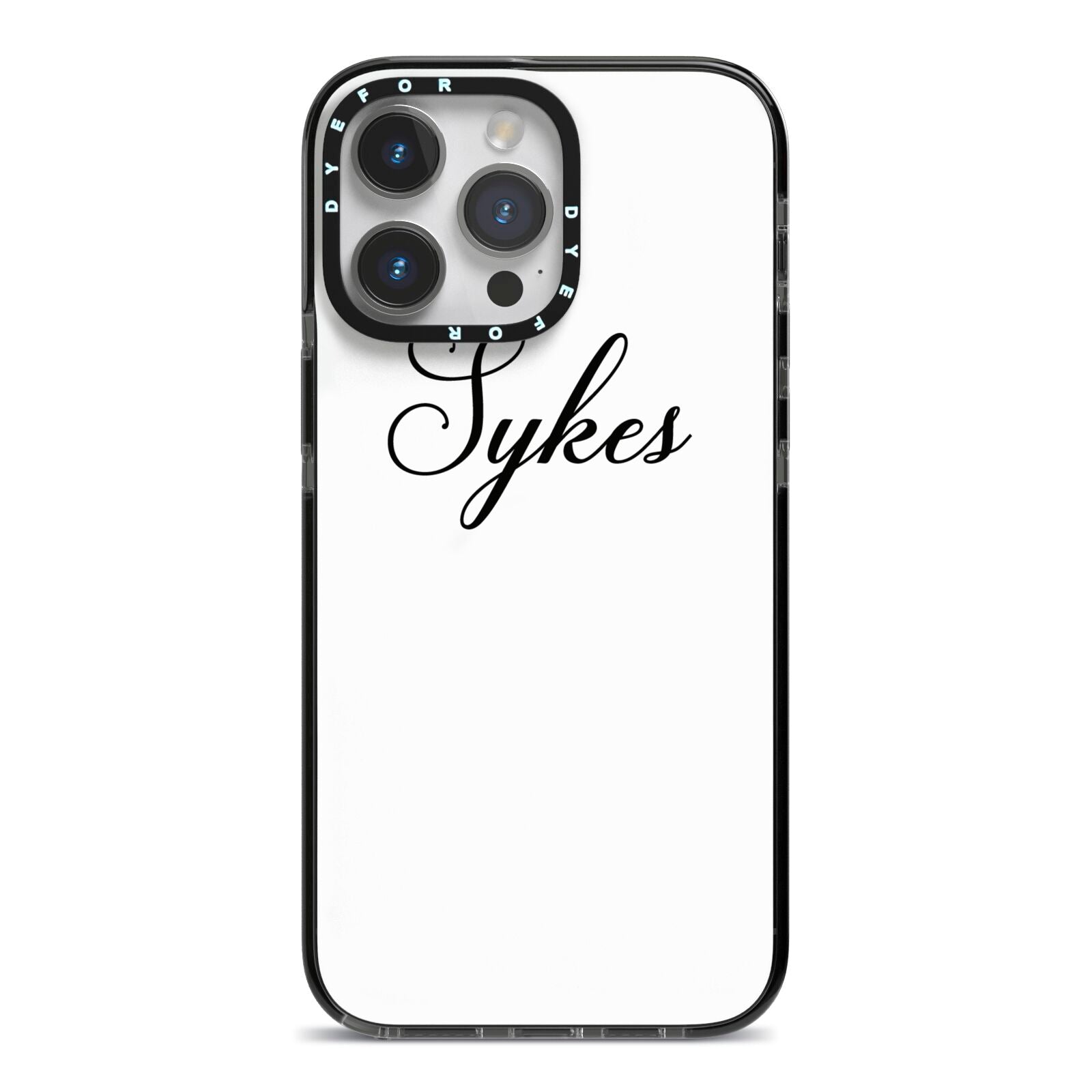 Personalised Wedding Name Miss iPhone 14 Pro Max Black Impact Case on Silver phone