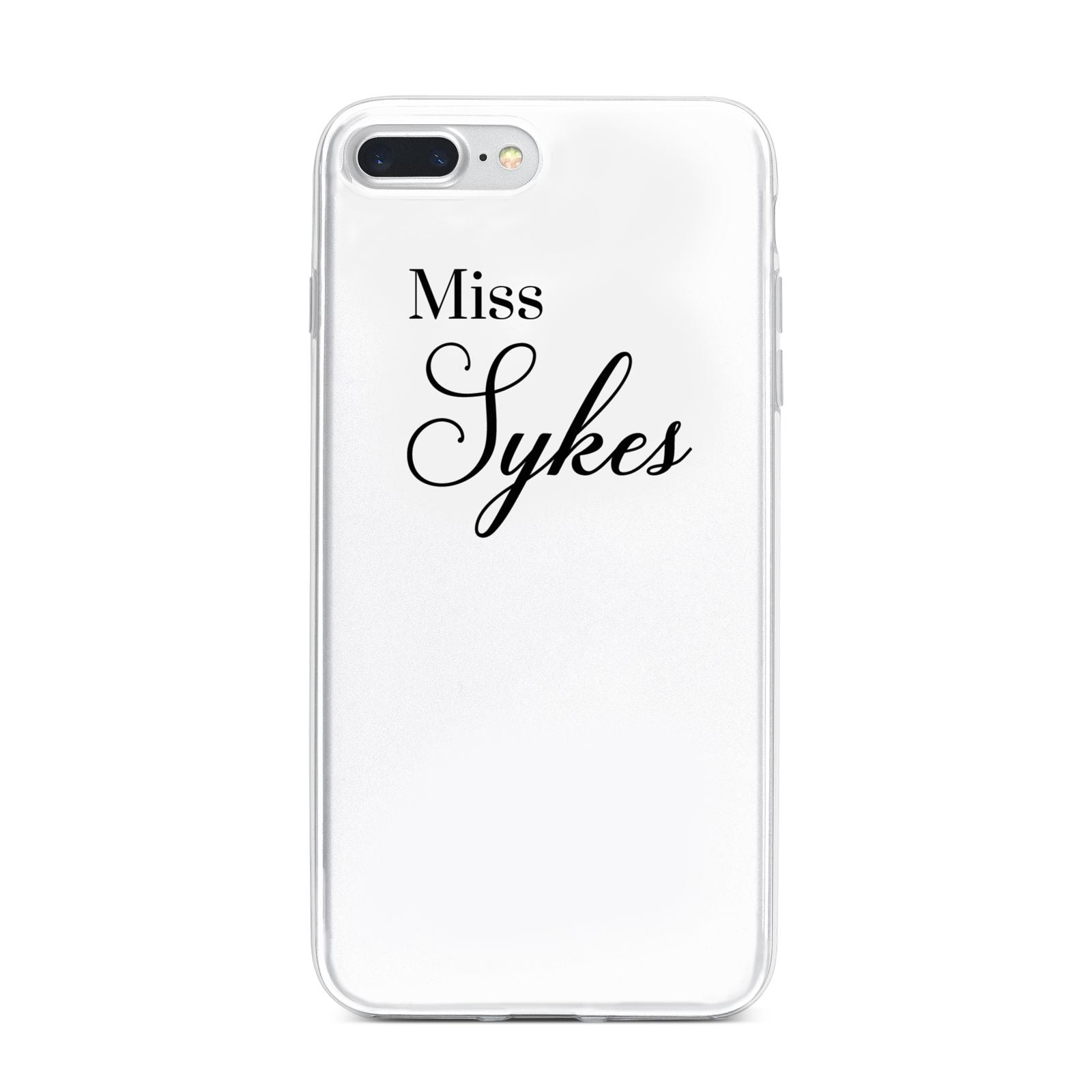 Personalised Wedding Name Miss iPhone 7 Plus Bumper Case on Silver iPhone