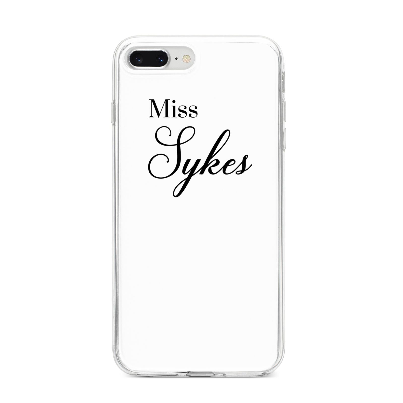 Personalised Wedding Name Miss iPhone 8 Plus Bumper Case on Silver iPhone