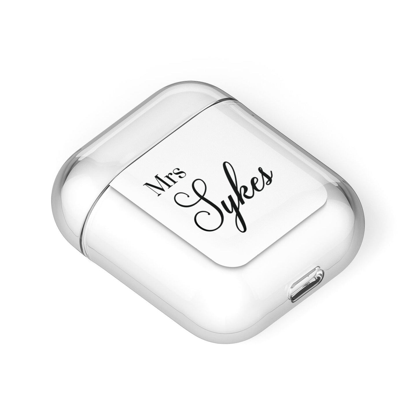 Personalised Wedding Name Mrs AirPods Case Laid Flat