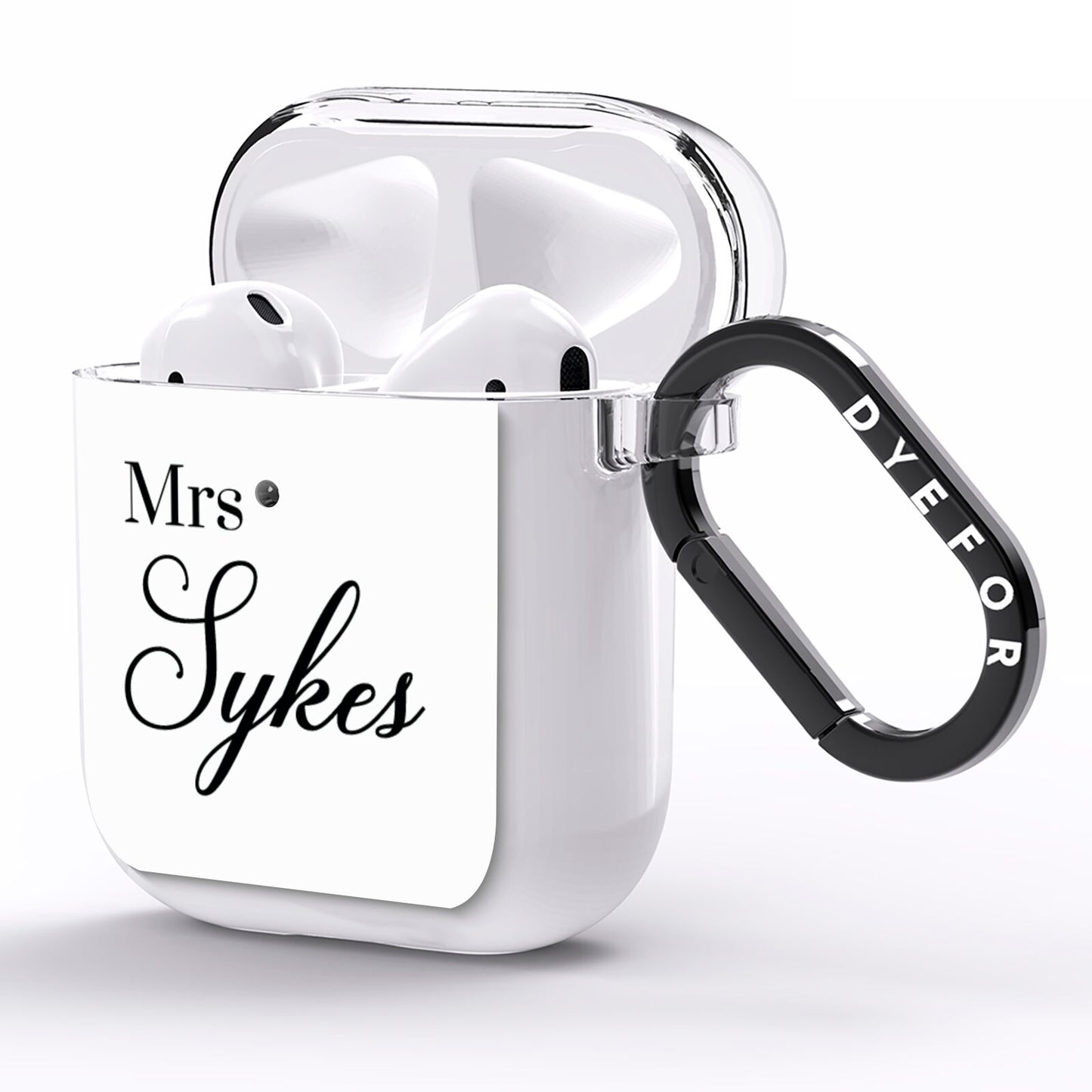 Personalised Wedding Name Mrs AirPods Clear Case Side Image