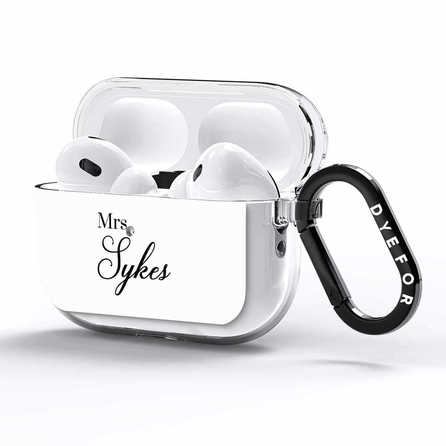 Personalised Wedding Name Mrs AirPods Pro Clear Case Side Image