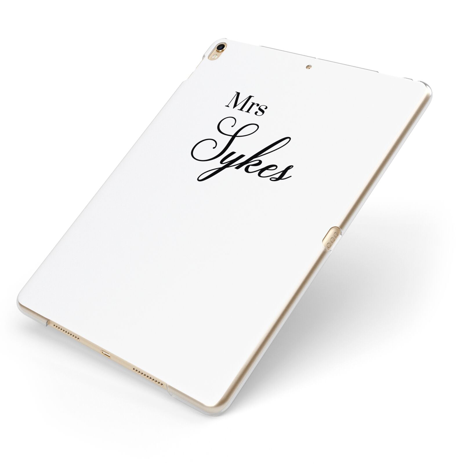 Personalised Wedding Name Mrs Apple iPad Case on Gold iPad Side View