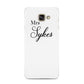 Personalised Wedding Name Mrs Samsung Galaxy A3 2016 Case on gold phone