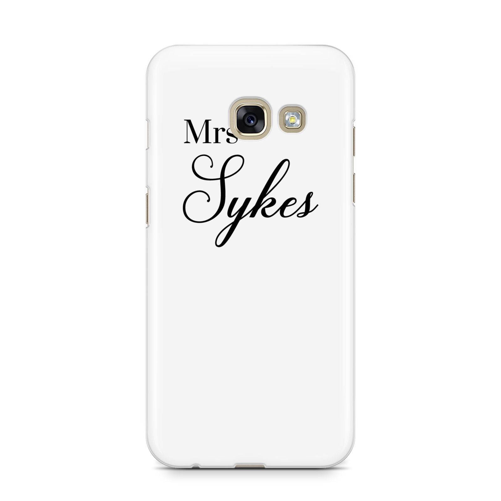 Personalised Wedding Name Mrs Samsung Galaxy A3 2017 Case on gold phone