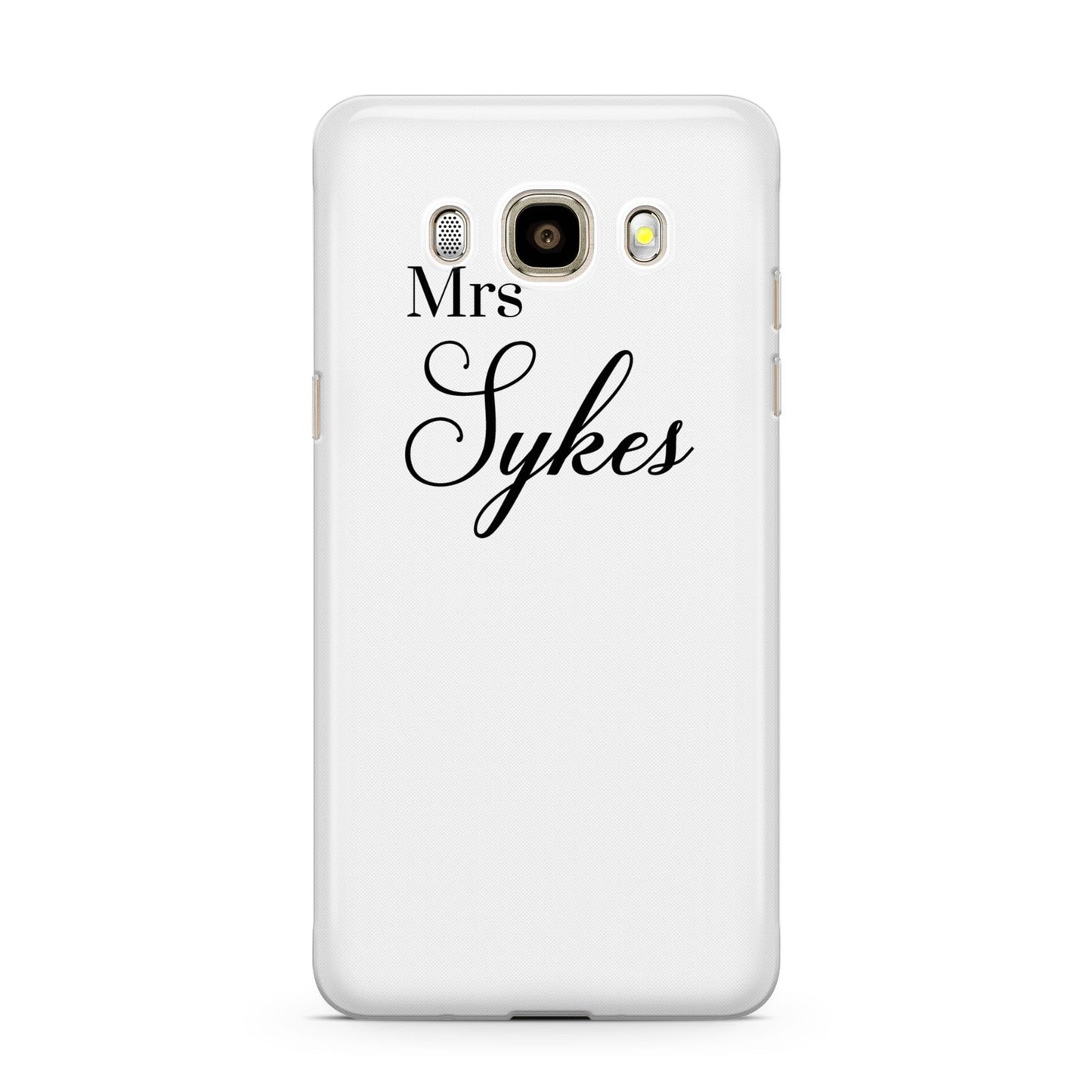 Personalised Wedding Name Mrs Samsung Galaxy J7 2016 Case on gold phone