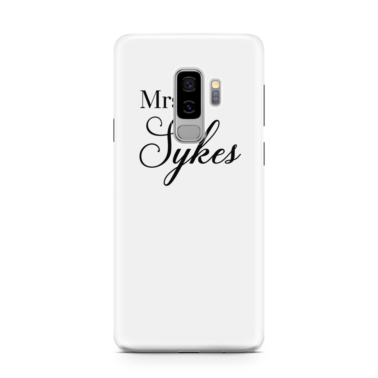 Personalised Wedding Name Mrs Samsung Galaxy S9 Plus Case on Silver phone