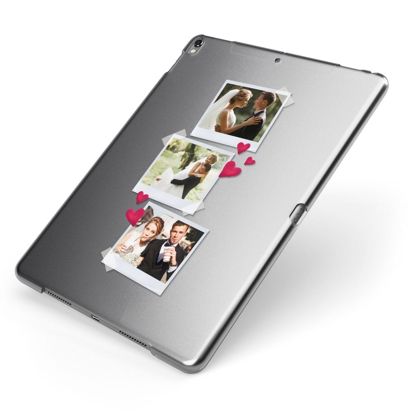 Personalised Wedding Photo Montage Apple iPad Case on Grey iPad Side View
