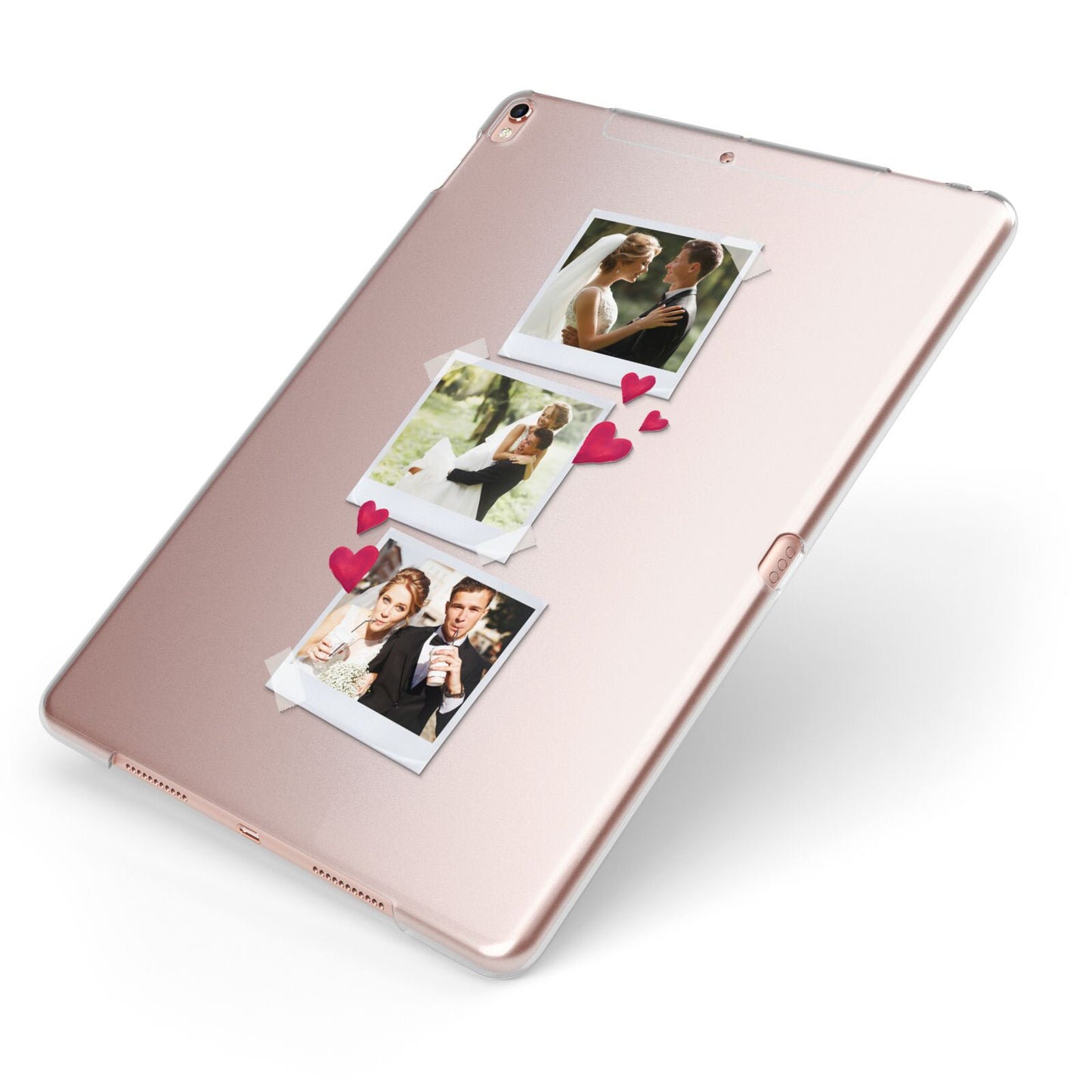 Personalised Wedding Photo Montage Apple iPad Case on Rose Gold iPad Side View