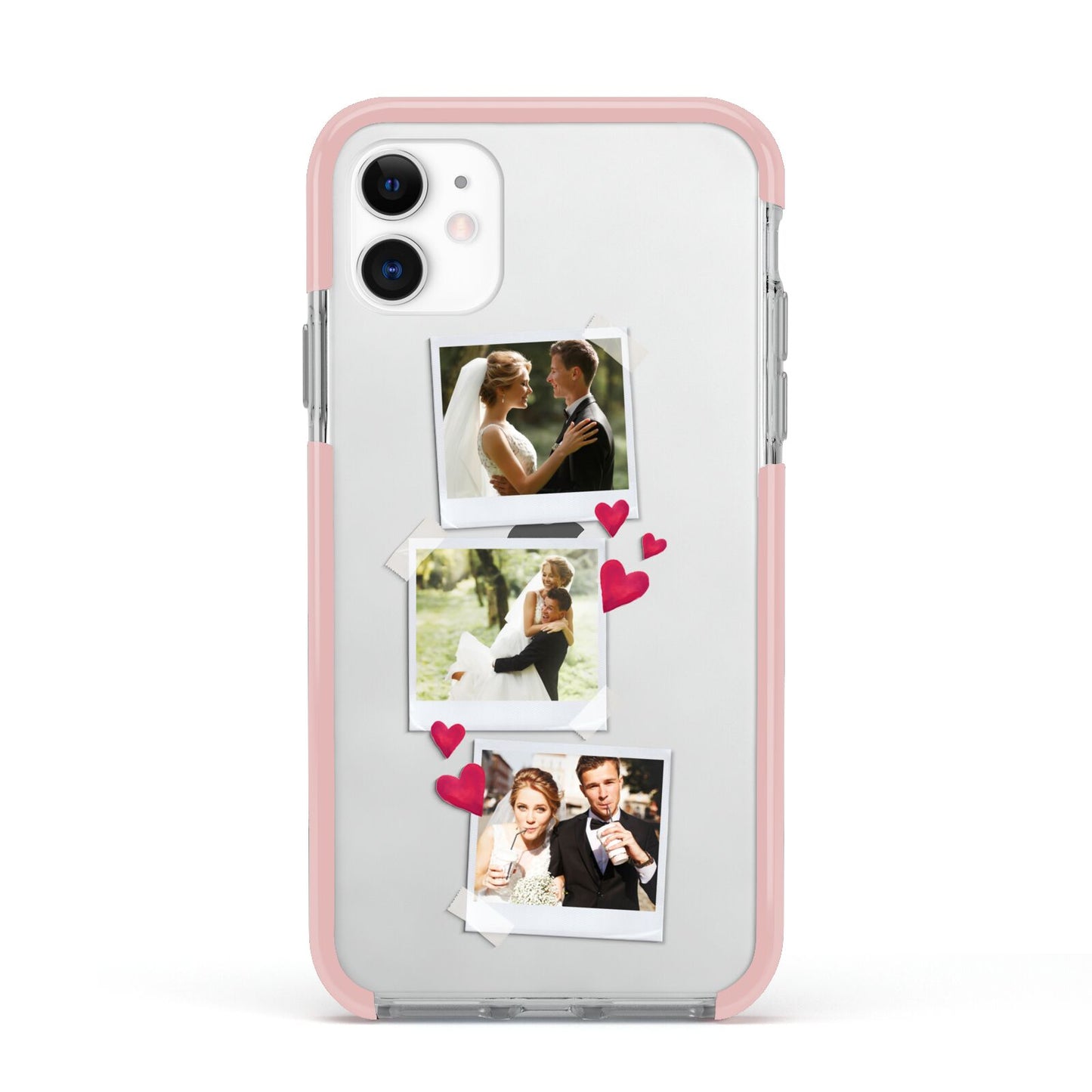 Personalised Wedding Photo Montage Apple iPhone 11 in White with Pink Impact Case