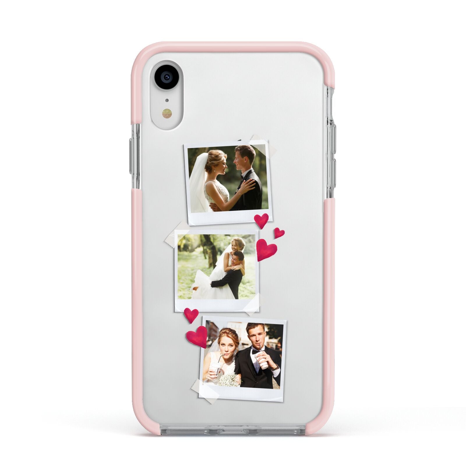 Personalised Wedding Photo Montage Apple iPhone XR Impact Case Pink Edge on Silver Phone