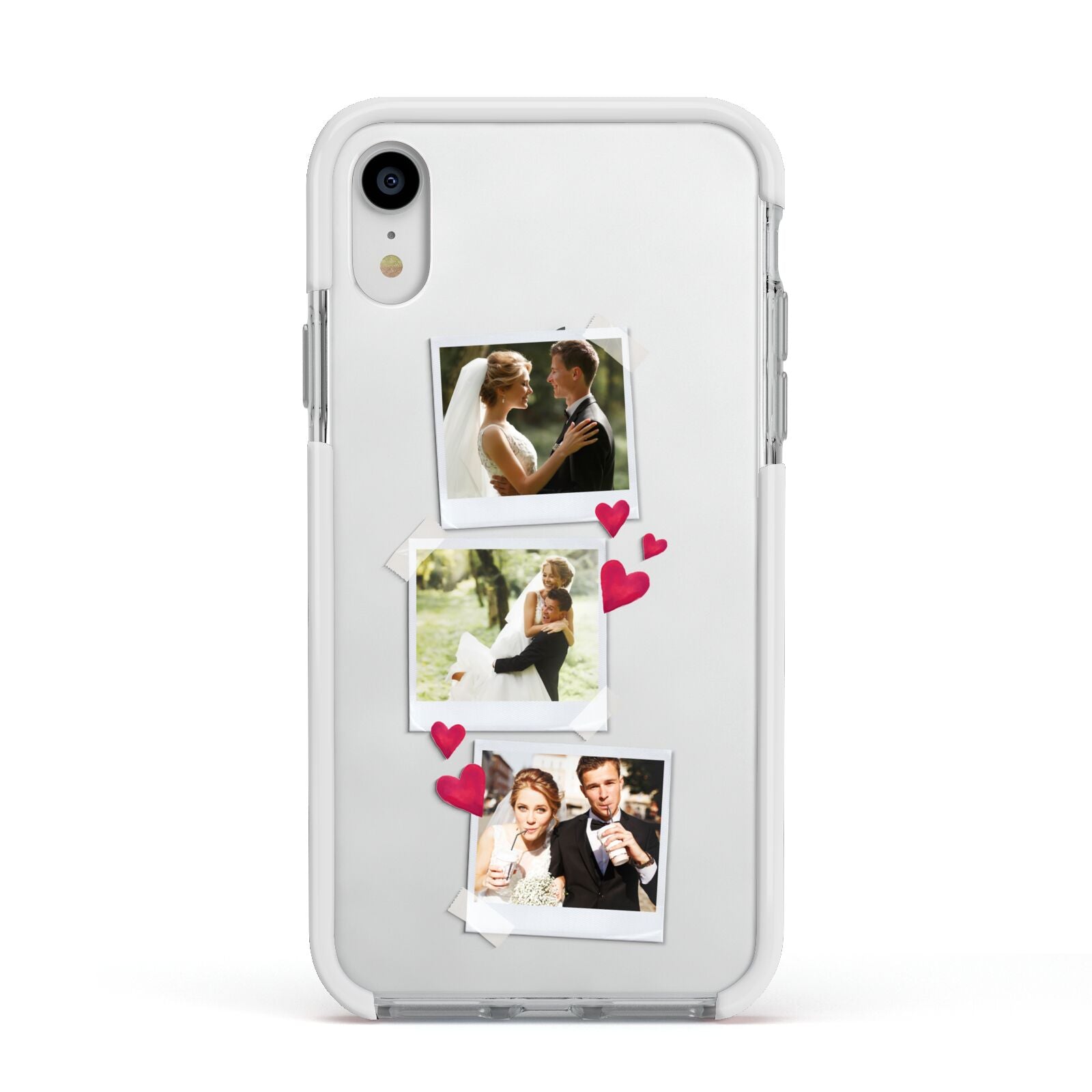Personalised Wedding Photo Montage Apple iPhone XR Impact Case White Edge on Silver Phone