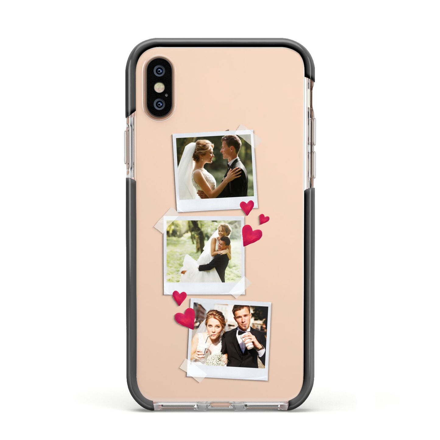 Personalised Wedding Photo Montage Apple iPhone Xs Impact Case Black Edge on Gold Phone