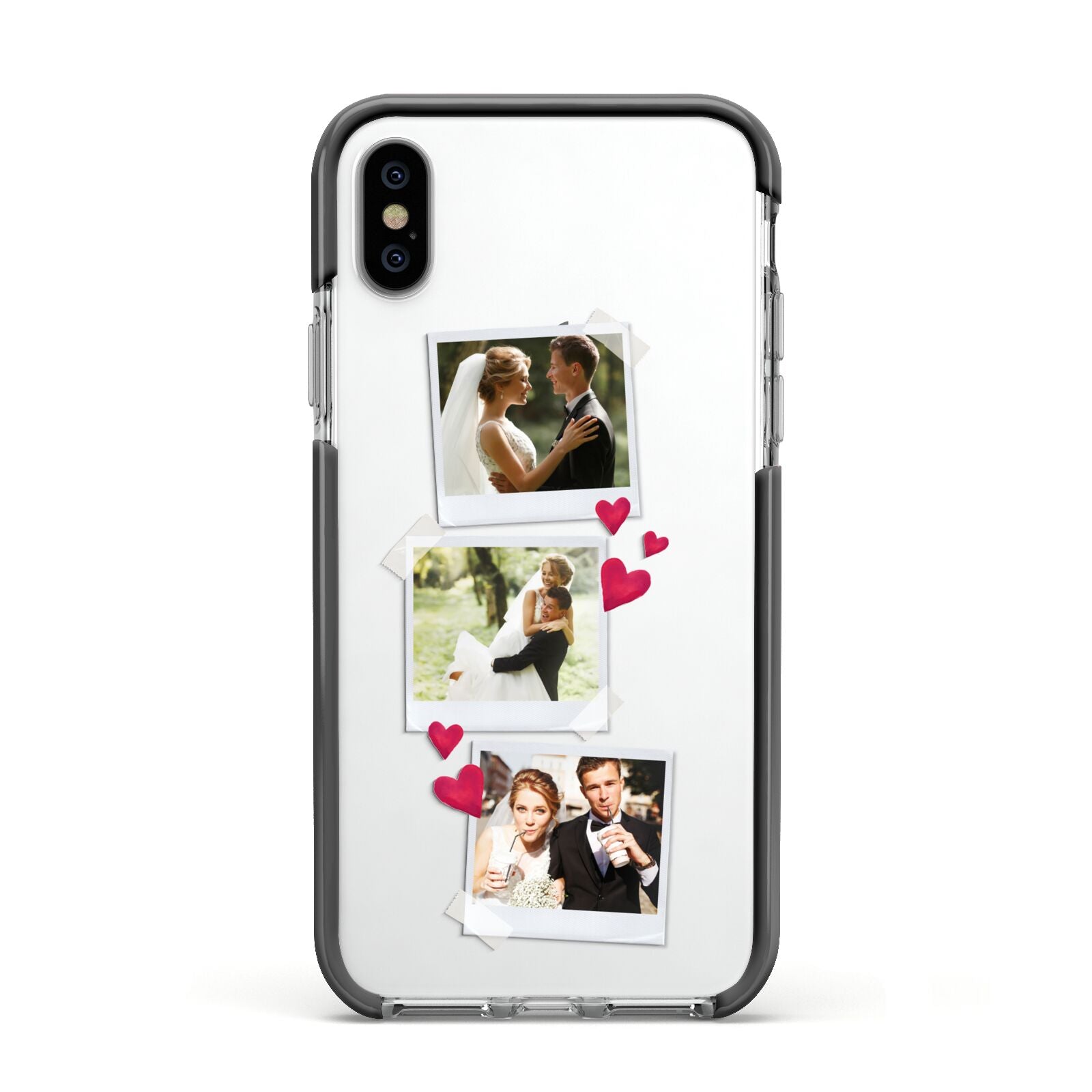Personalised Wedding Photo Montage Apple iPhone Xs Impact Case Black Edge on Silver Phone
