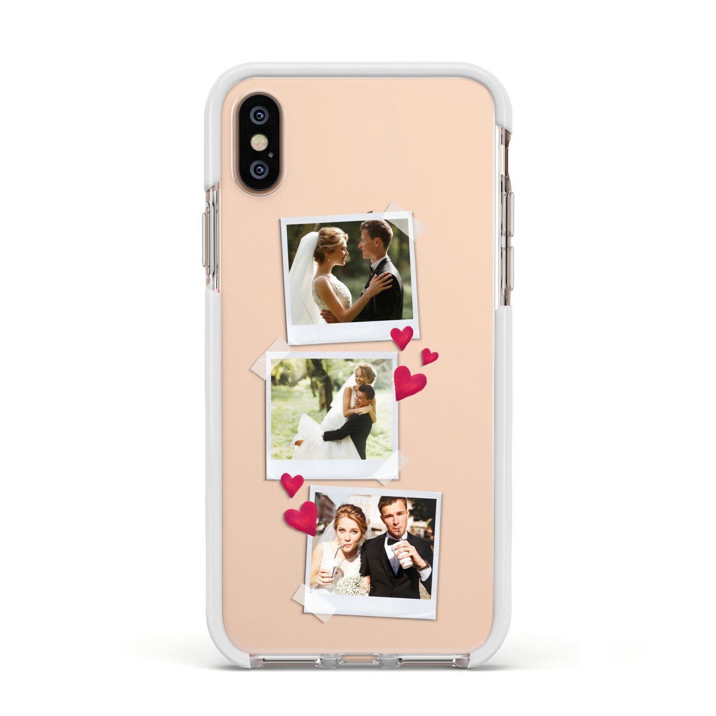 Personalised Wedding Photo Montage Apple iPhone Xs Impact Case White Edge on Gold Phone