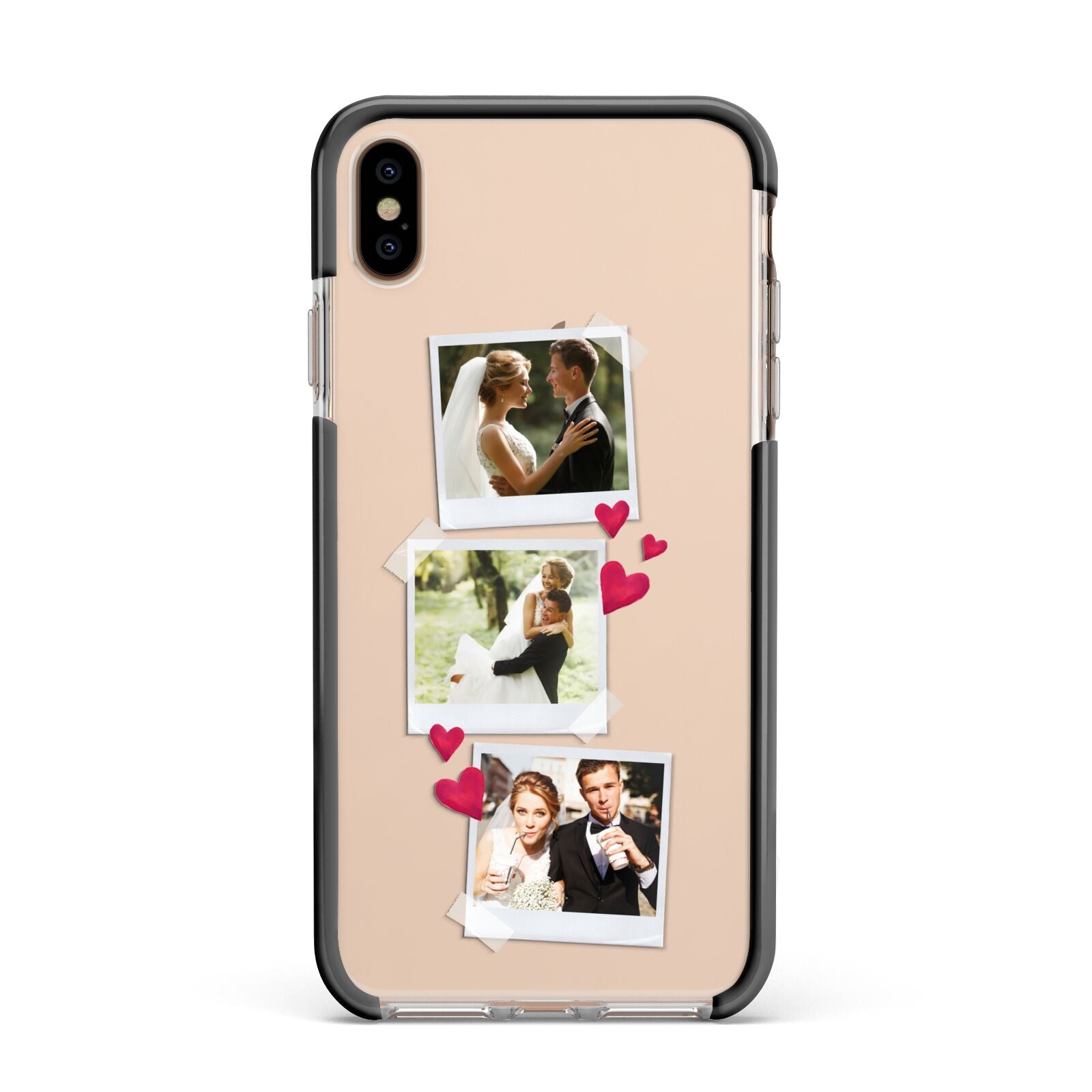 Personalised Wedding Photo Montage Apple iPhone Xs Max Impact Case Black Edge on Gold Phone