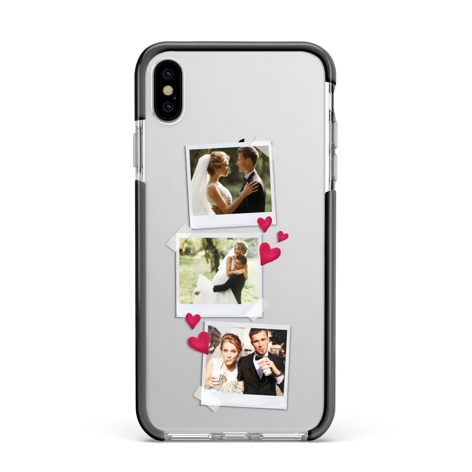 Personalised Wedding Photo Montage Apple iPhone Xs Max Impact Case Black Edge on Silver Phone