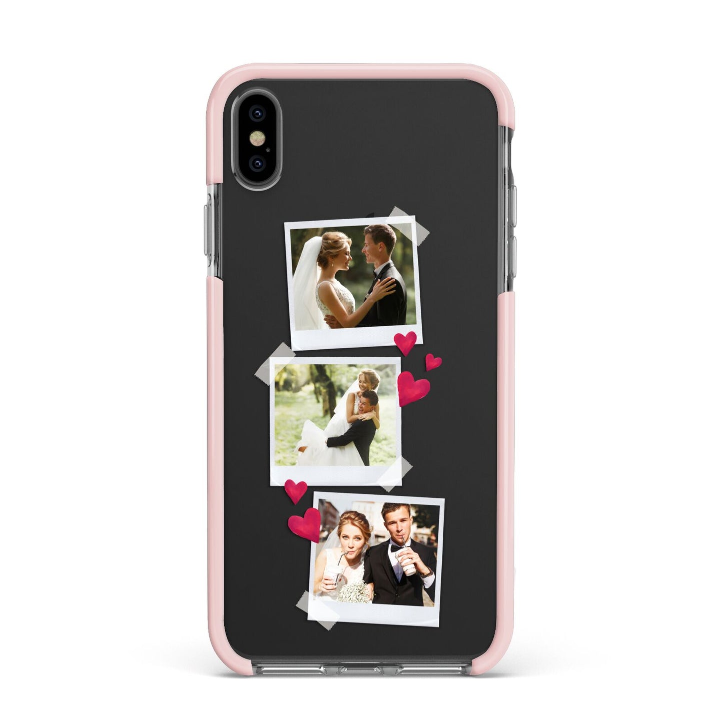 Personalised Wedding Photo Montage Apple iPhone Xs Max Impact Case Pink Edge on Black Phone