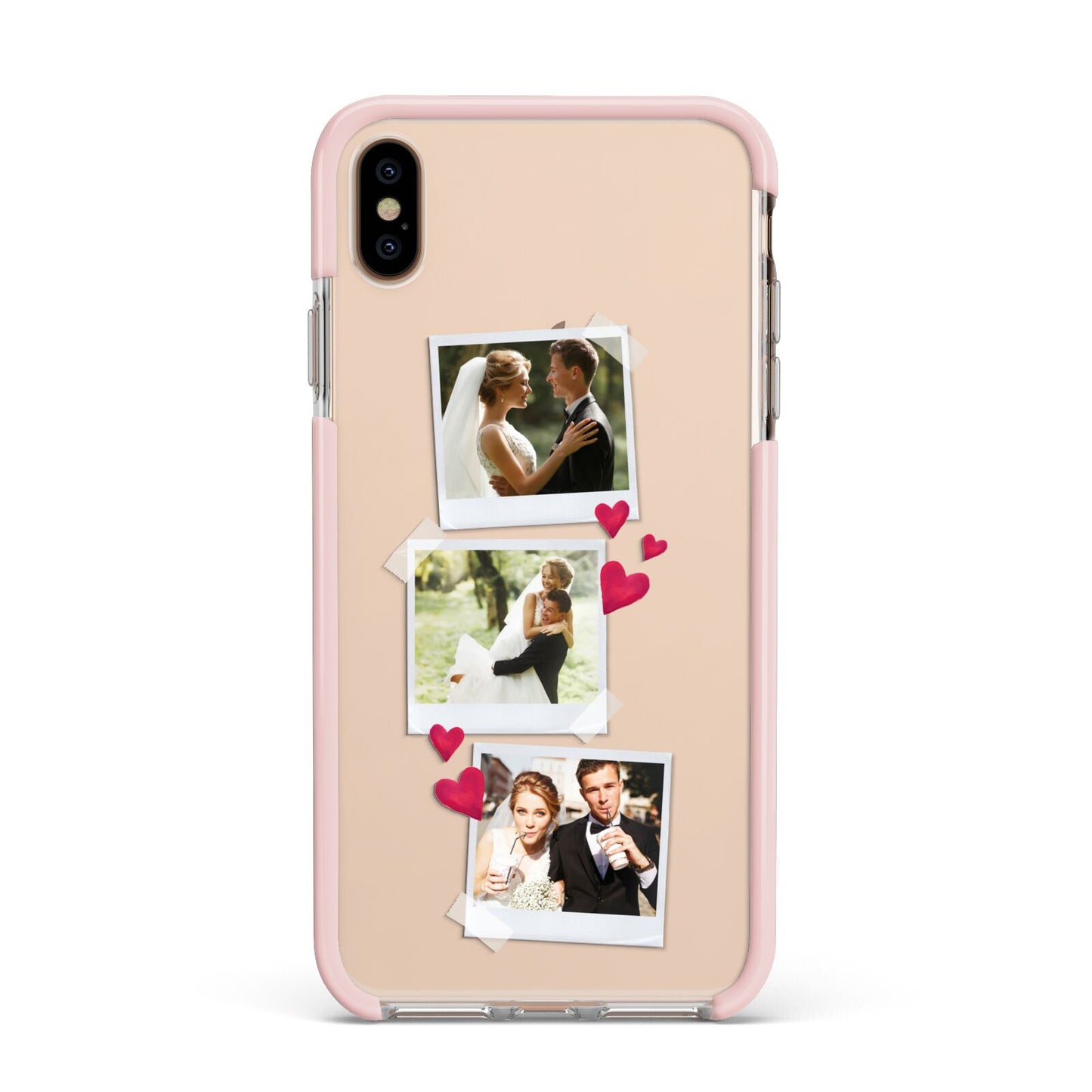 Personalised Wedding Photo Montage Apple iPhone Xs Max Impact Case Pink Edge on Gold Phone