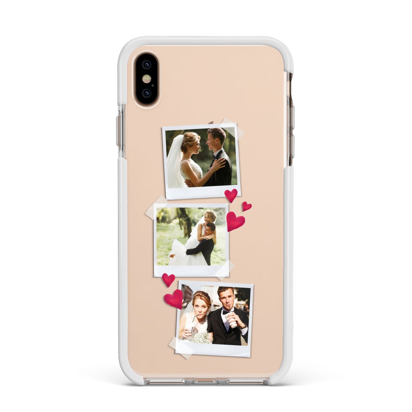 Personalised Wedding Photo Montage Apple iPhone Xs Max Impact Case White Edge on Gold Phone