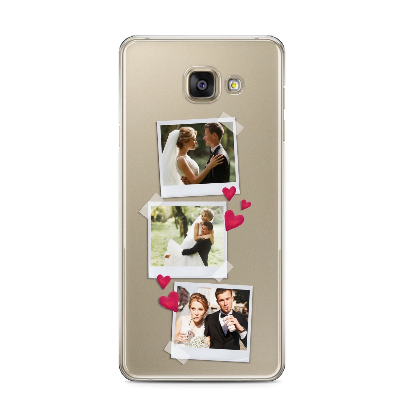 Personalised Wedding Photo Montage Samsung Galaxy A3 2016 Case on gold phone