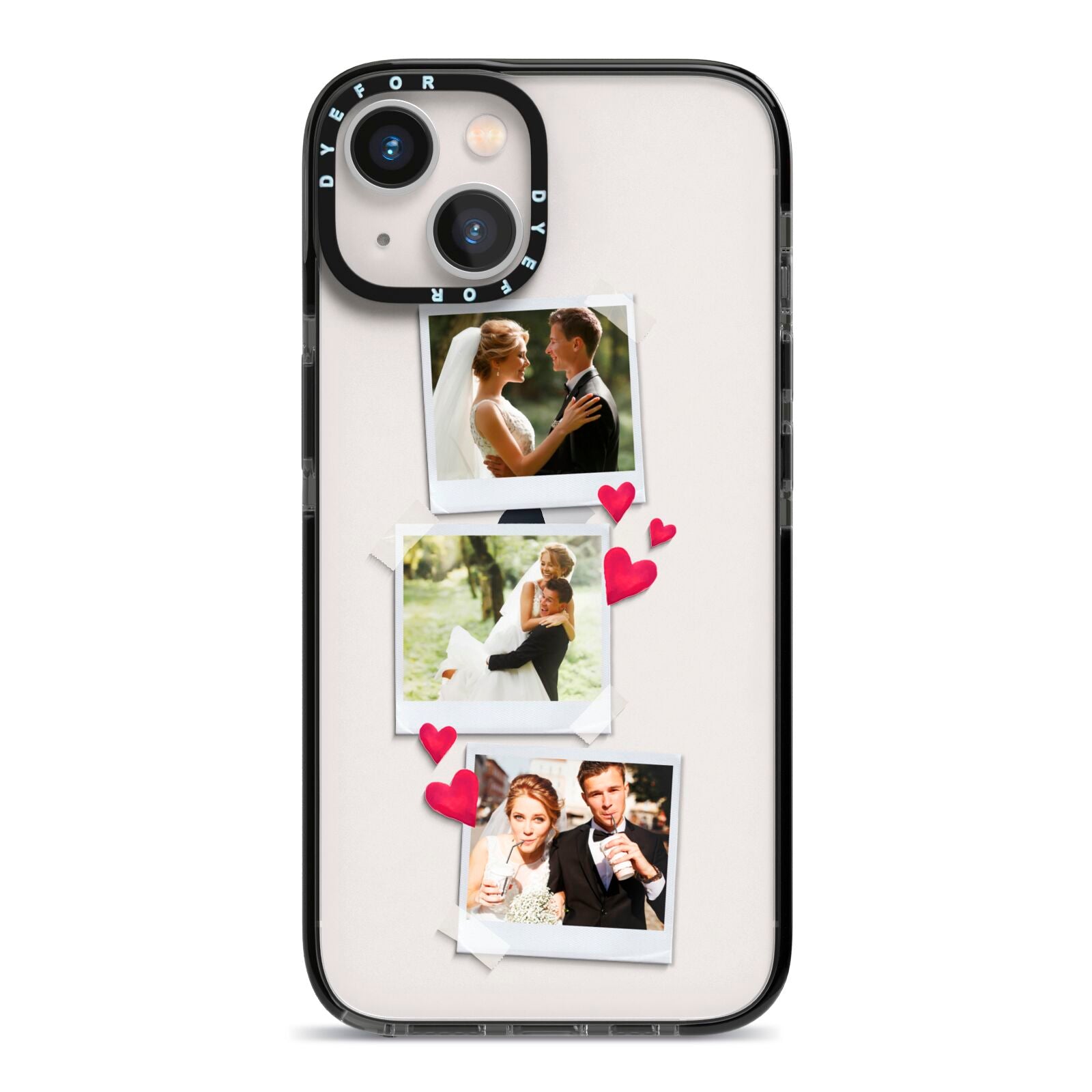 Personalised Wedding Photo Montage iPhone 13 Black Impact Case on Silver phone
