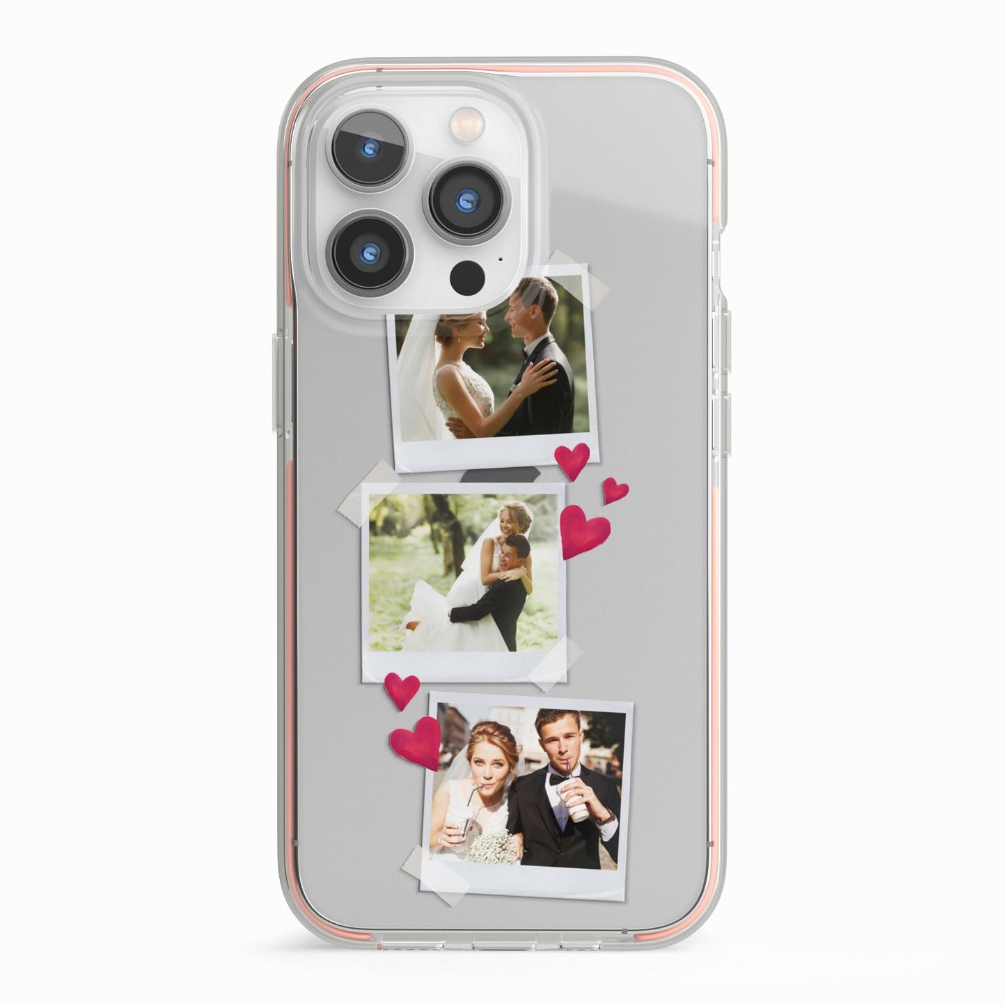 Personalised Wedding Photo Montage iPhone 13 Pro TPU Impact Case with Pink Edges