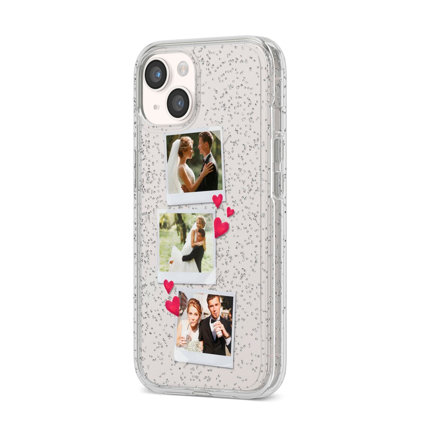Personalised Wedding Photo Montage iPhone 14 Glitter Tough Case Starlight Angled Image