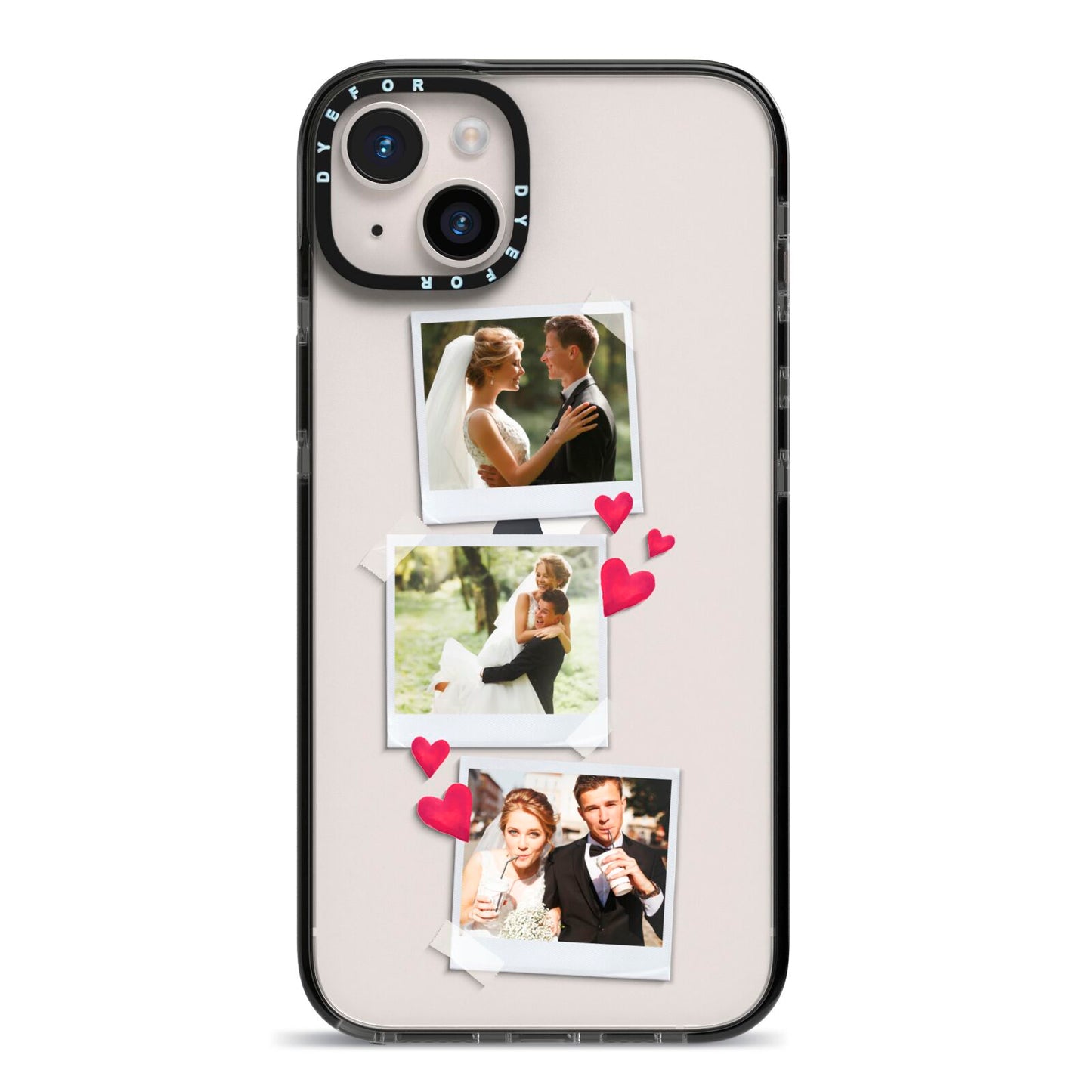 Personalised Wedding Photo Montage iPhone 14 Plus Black Impact Case on Silver phone