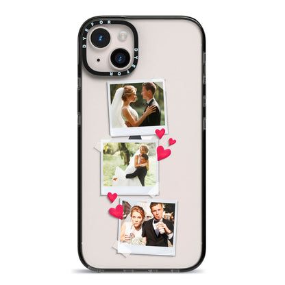 Personalised Wedding Photo Montage iPhone 14 Plus Black Impact Case on Silver phone