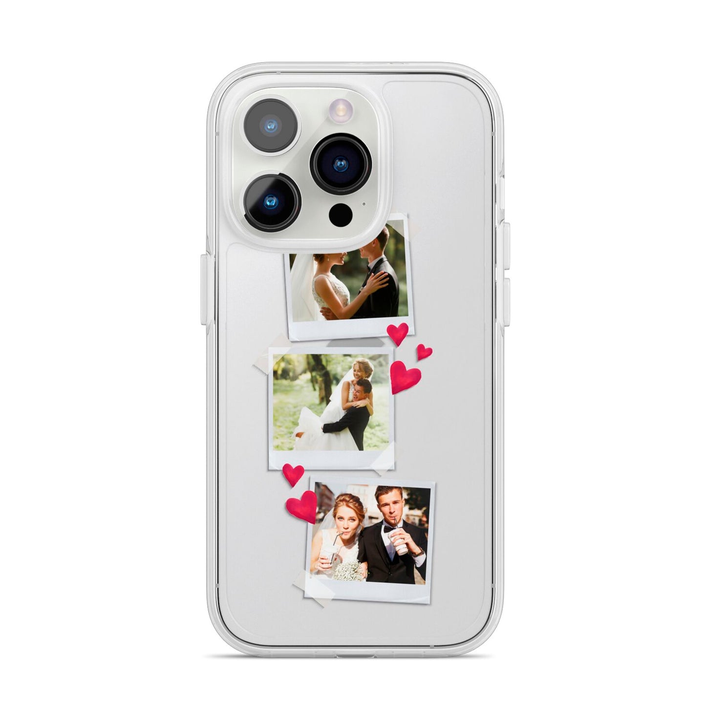 Personalised Wedding Photo Montage iPhone 14 Pro Clear Tough Case Silver