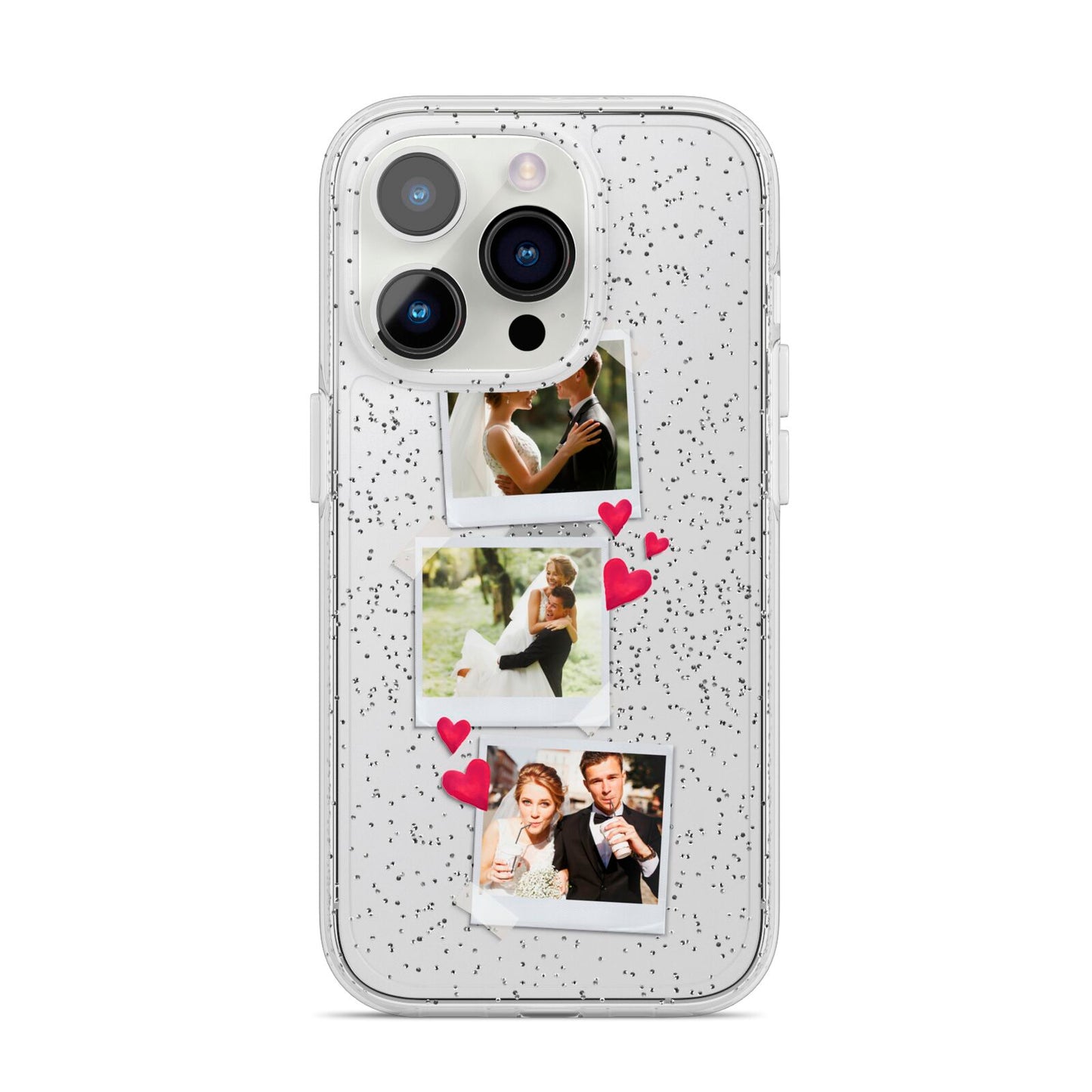 Personalised Wedding Photo Montage iPhone 14 Pro Glitter Tough Case Silver