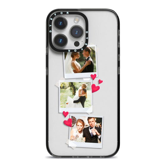 Personalised Wedding Photo Montage iPhone 14 Pro Max Black Impact Case on Silver phone