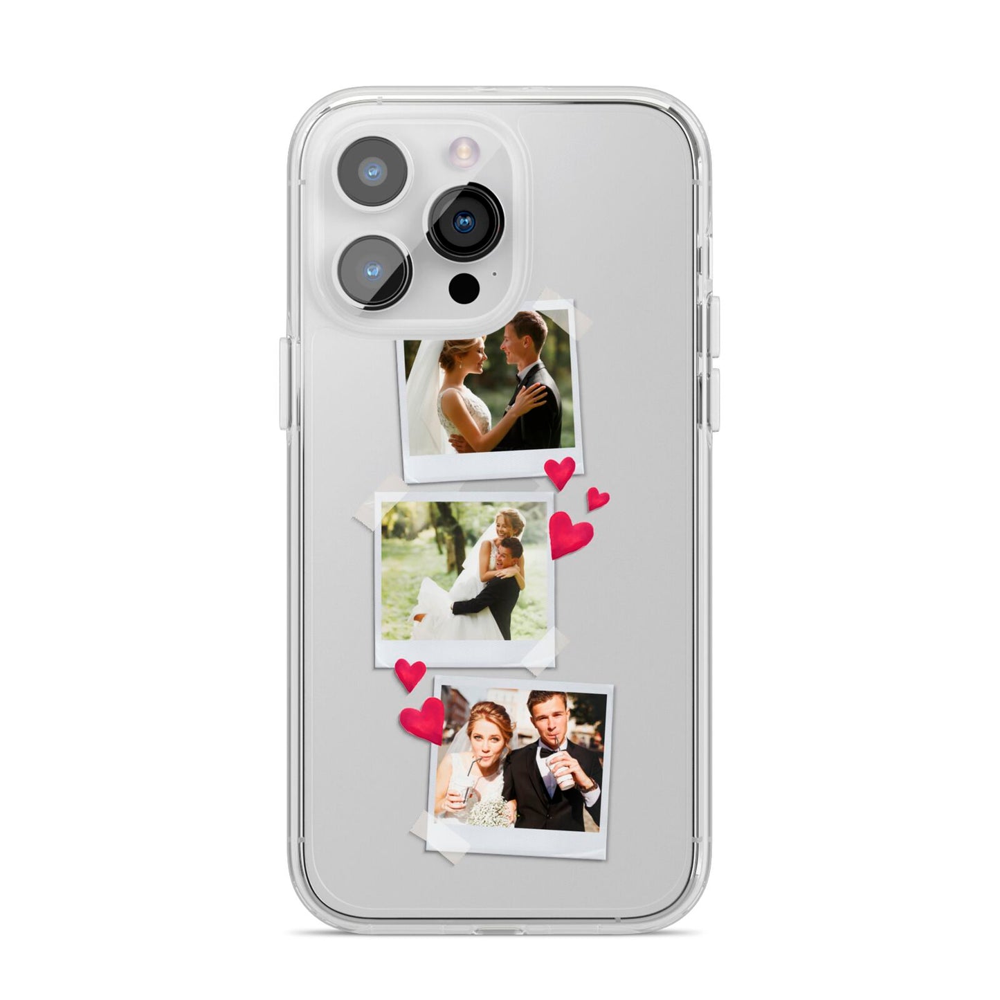 Personalised Wedding Photo Montage iPhone 14 Pro Max Clear Tough Case Silver
