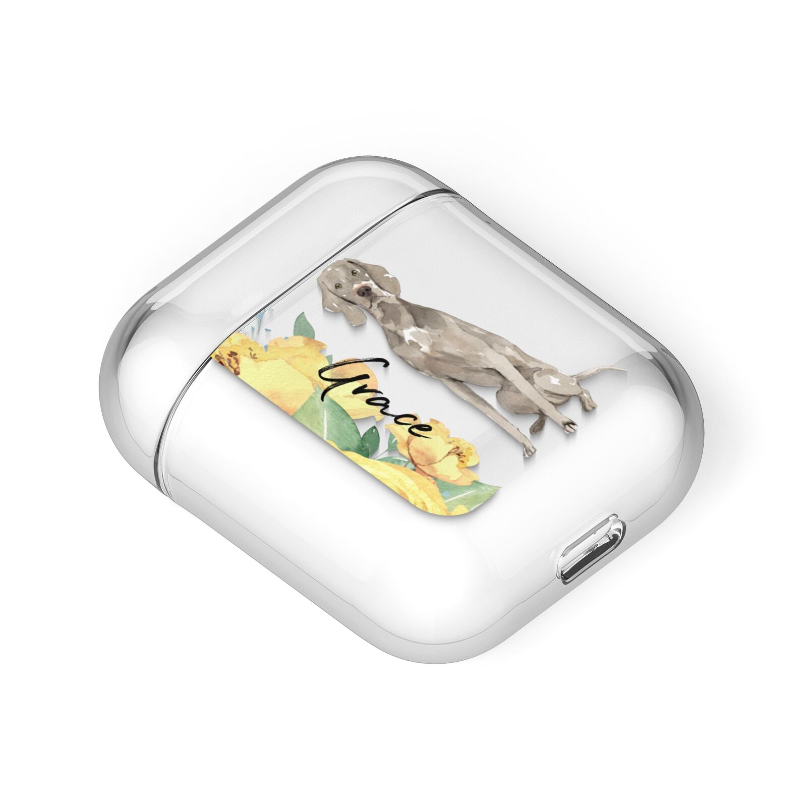 Personalised Weimaraner AirPods Case Laid Flat