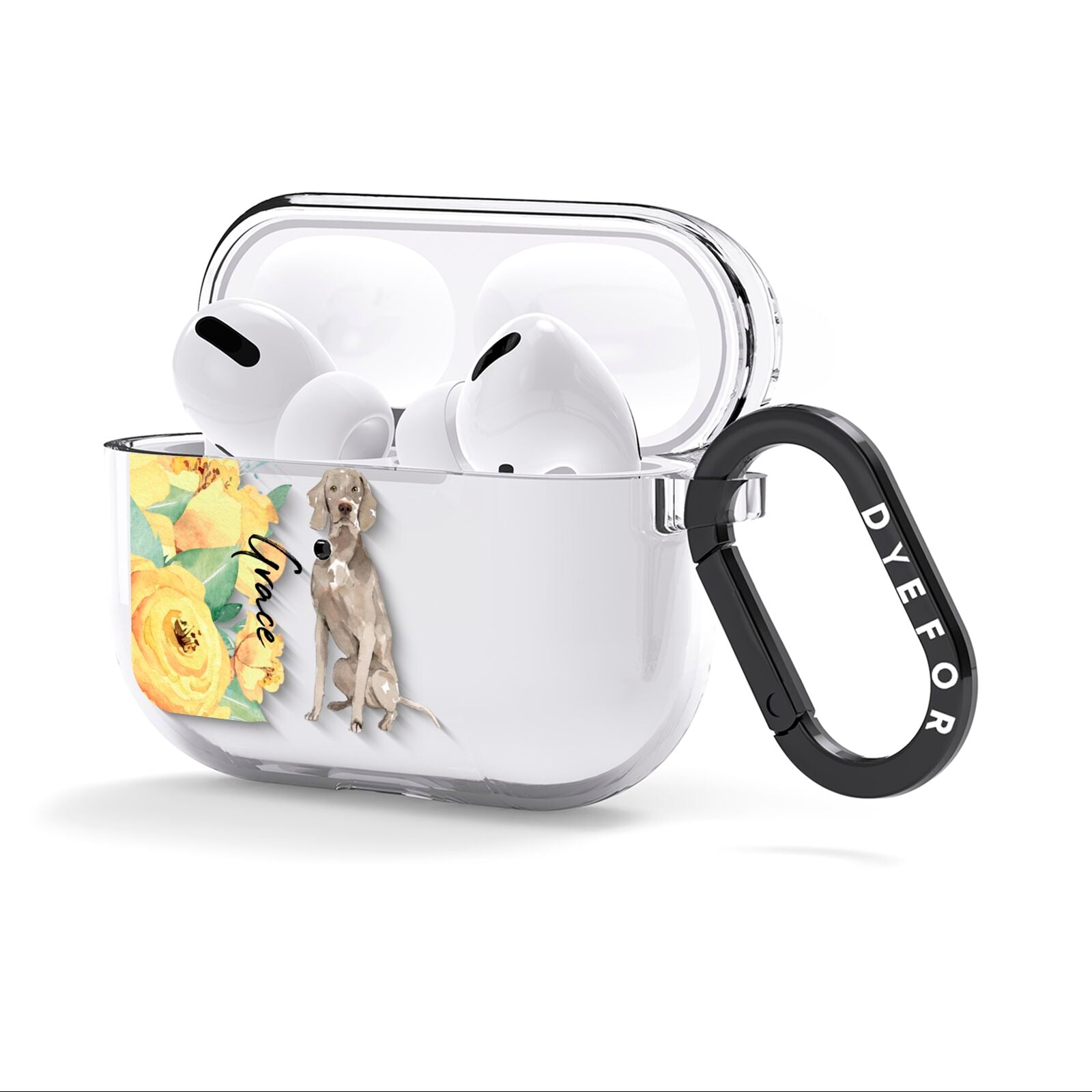 Personalised Weimaraner AirPods Clear Case 3rd Gen Side Image