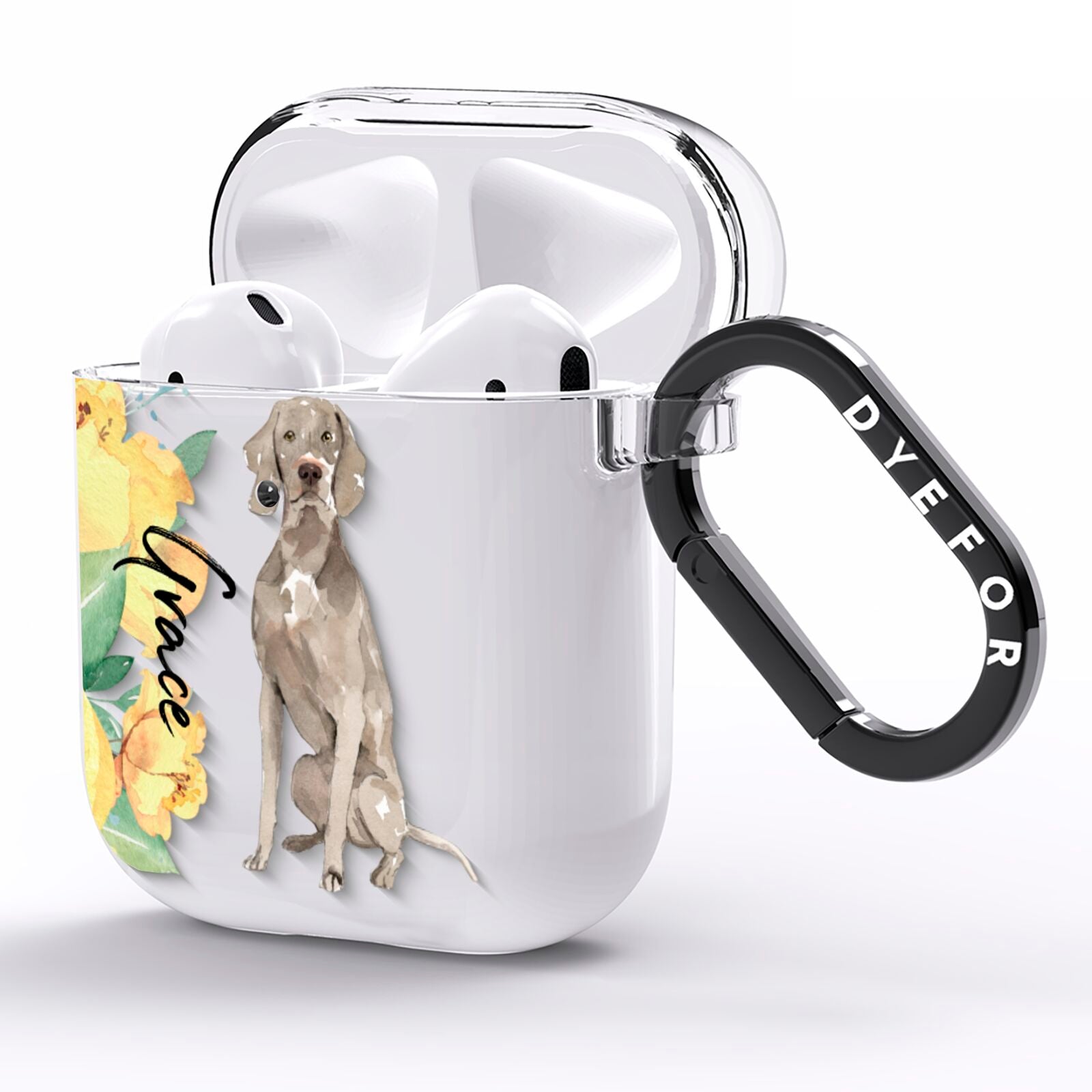 Personalised Weimaraner AirPods Clear Case Side Image
