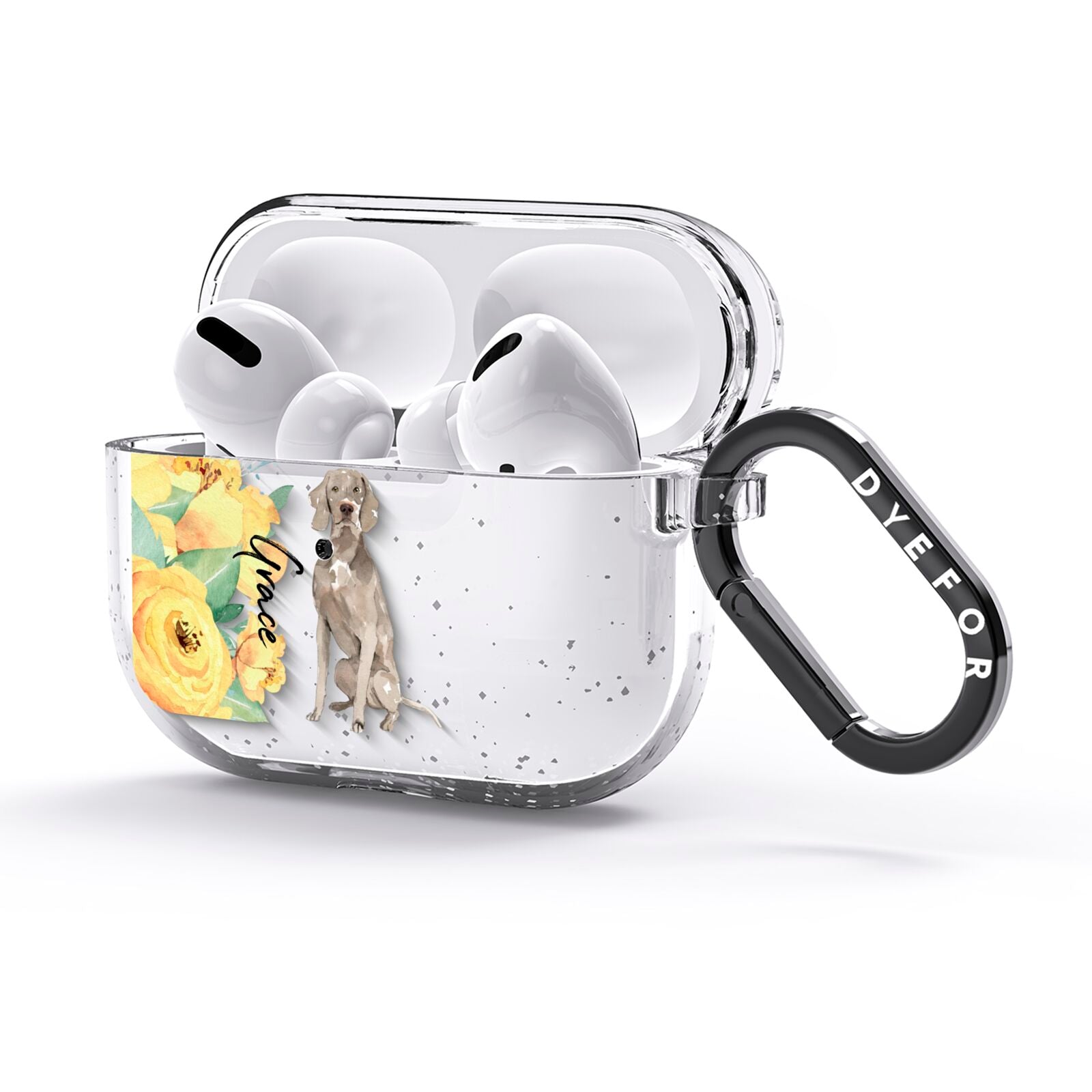 Personalised Weimaraner AirPods Glitter Case 3rd Gen Side Image