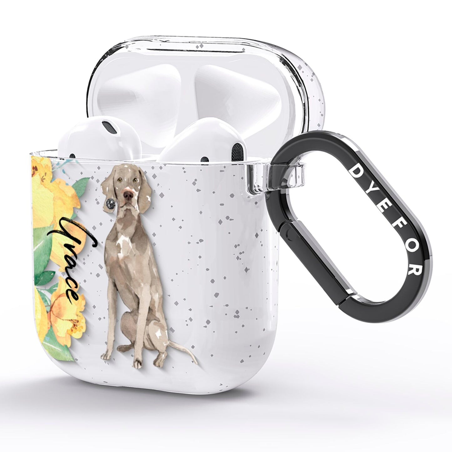 Personalised Weimaraner AirPods Glitter Case Side Image