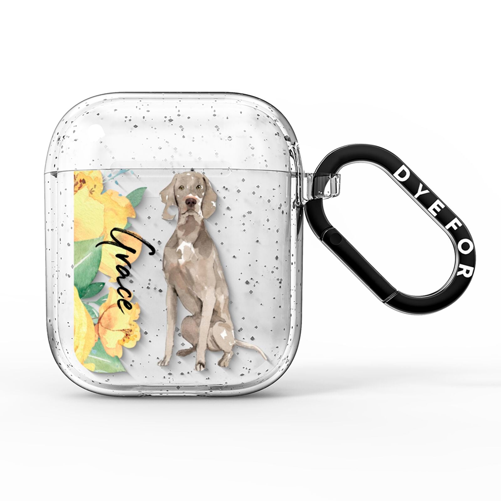 Personalised Weimaraner AirPods Glitter Case